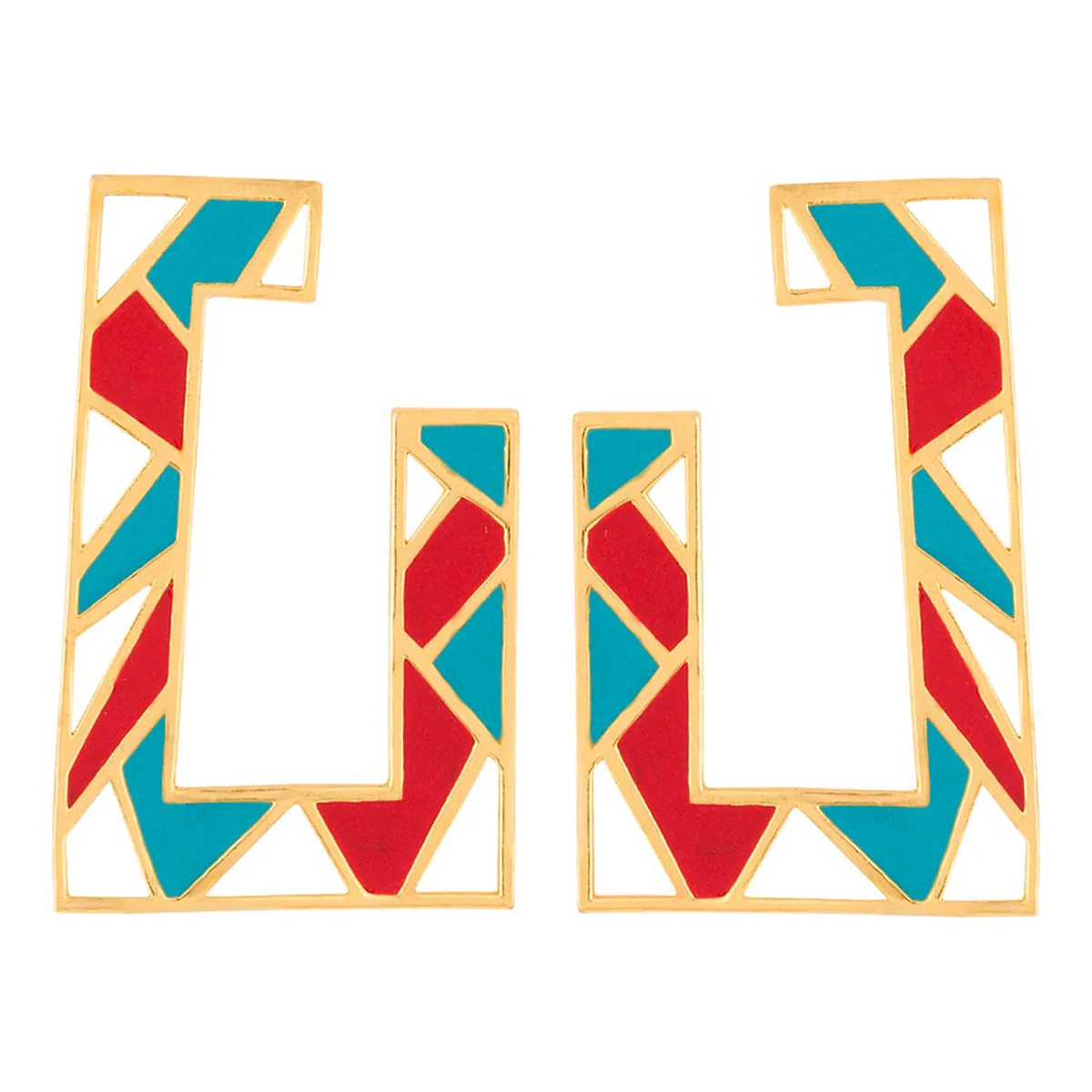 Gold Alphabet Mosaic Earrings - Image 3