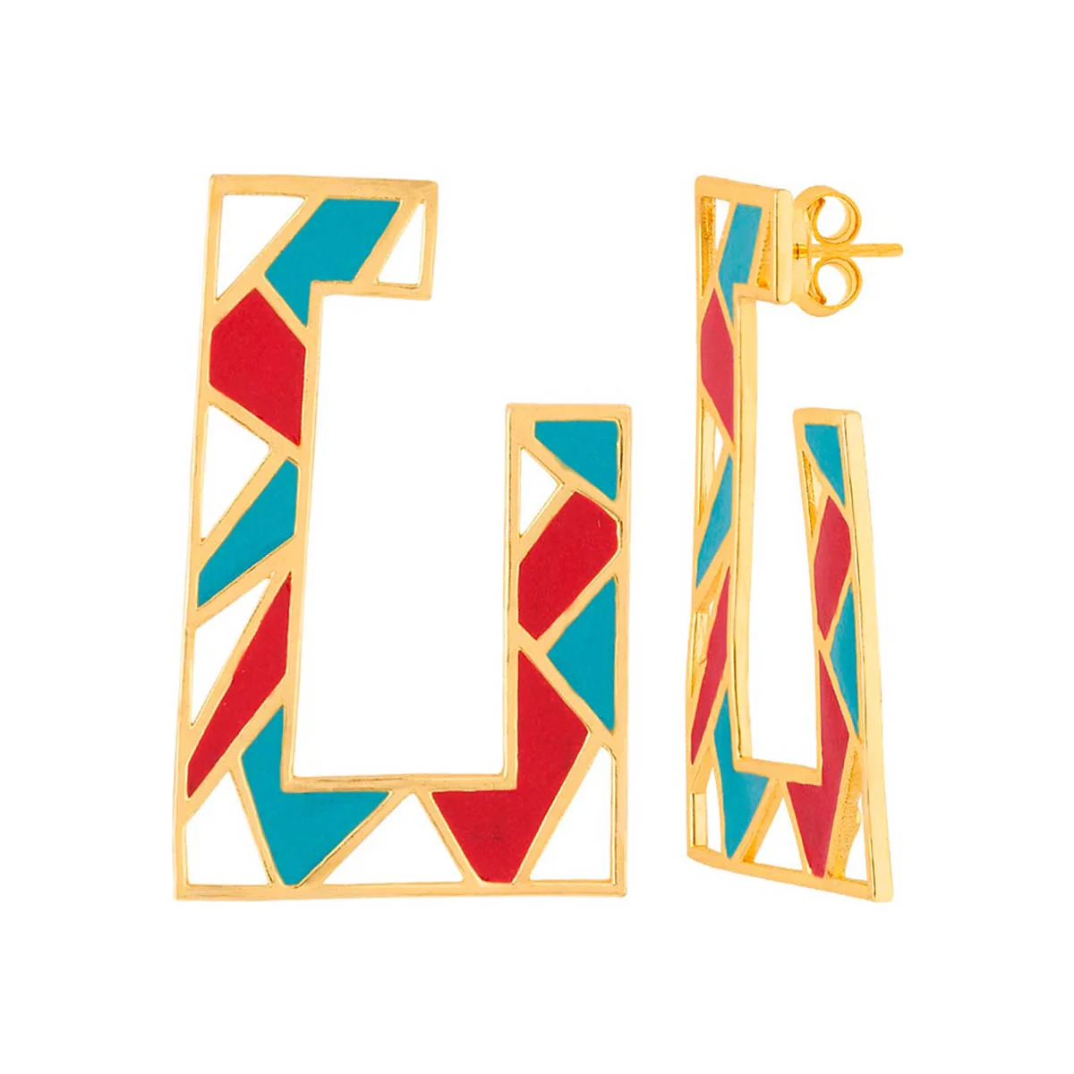 Gold Alphabet Mosaic Earrings - Image 4