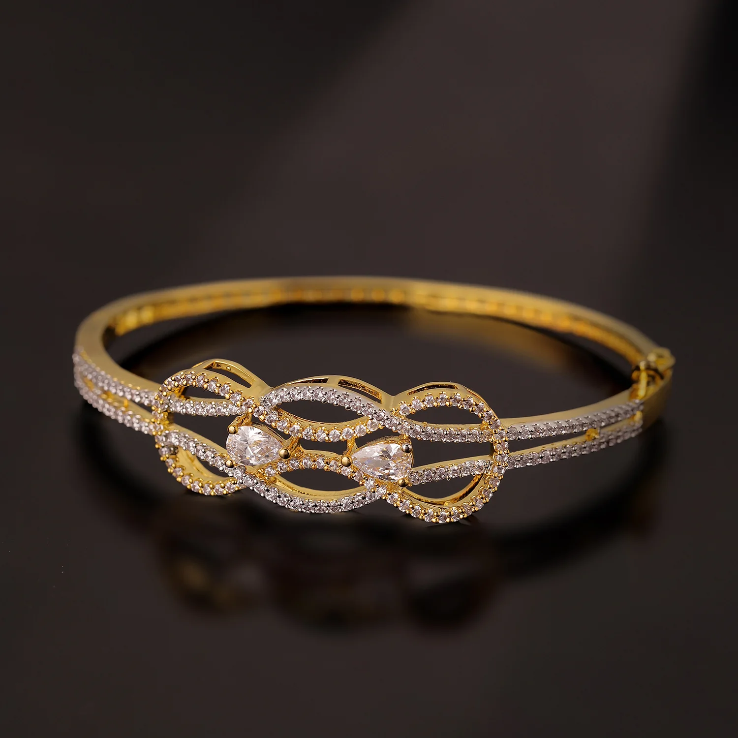 Gold Elegance Amara Knot Cz Bracelet