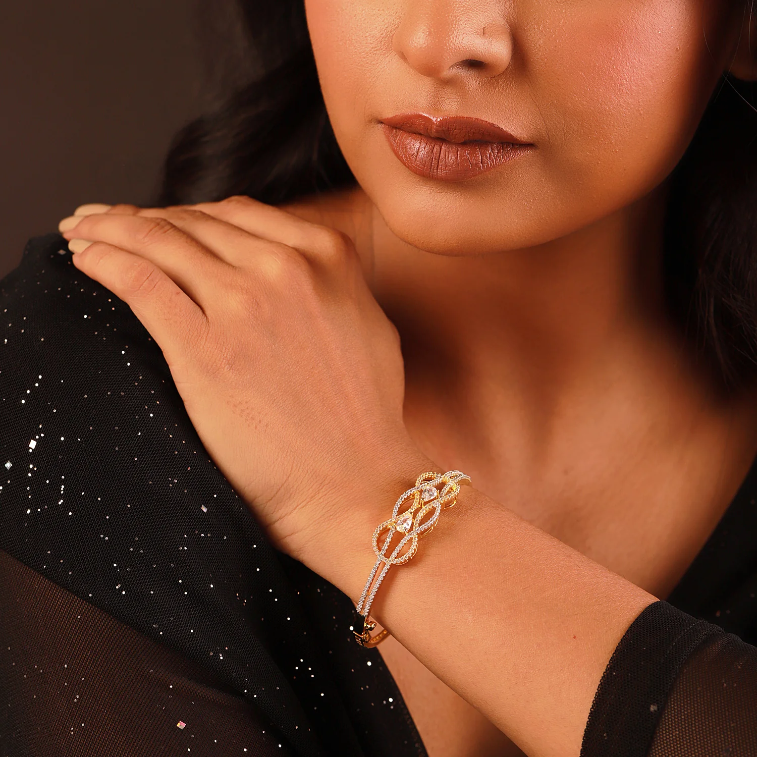 Gold Elegance Amara Knot Cz Bracelet - Image 2