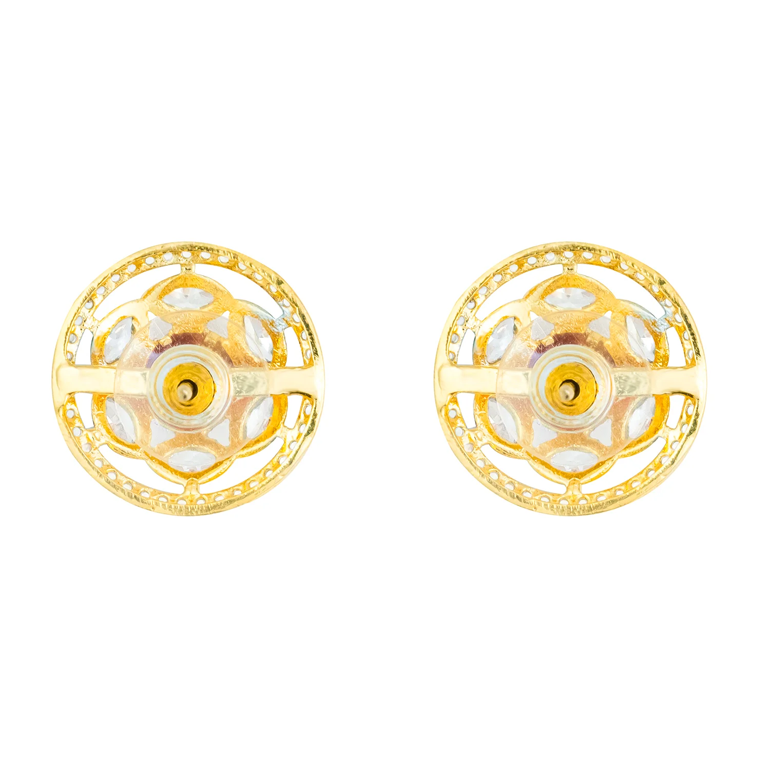 Gold Elegance Amber Shine Cz Stud Earrings - Image 4