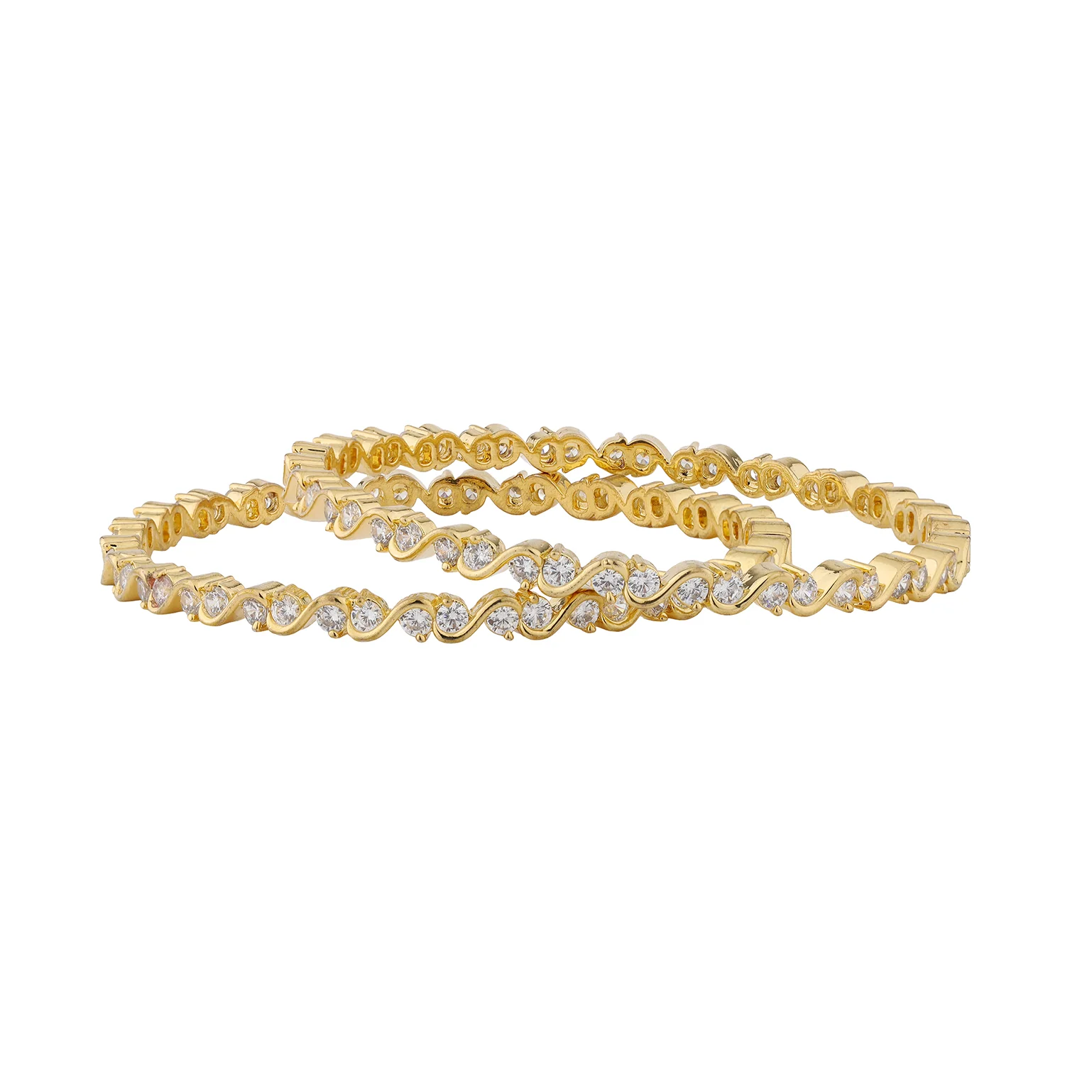 Gold Elegance Aurora Festive CZ Gold Bangles - Image 5