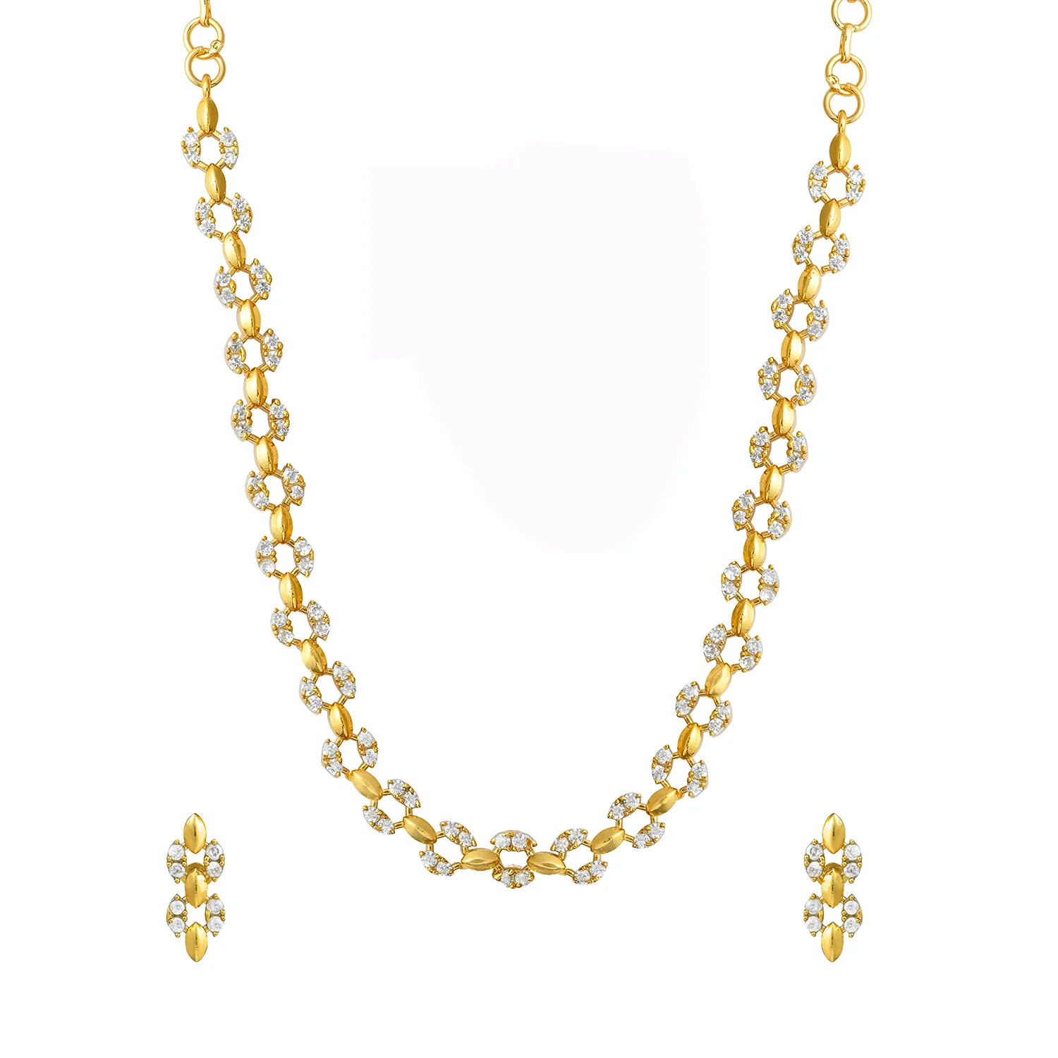 Gold Elegance Dewdrop Petal Necklace Set - Image 3