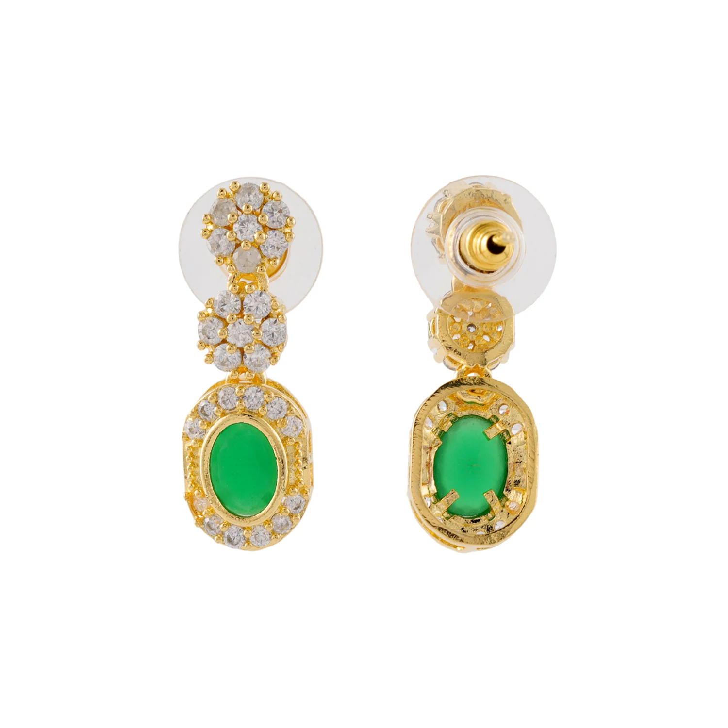 Gold Elegance Emerald Oval Cz Necklace Set - Image 6