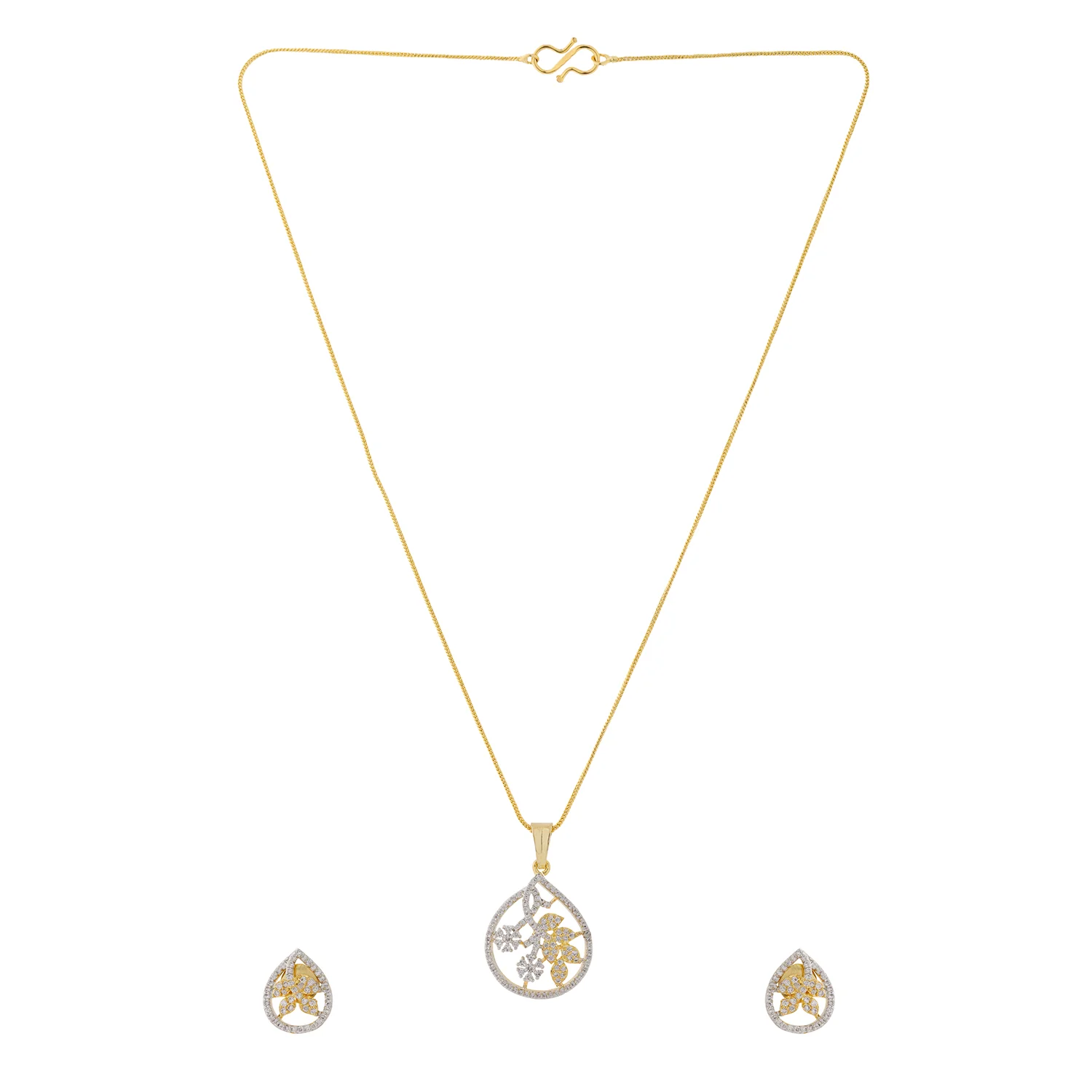 Gold Elegance Flora Aura American Diamond Pendant Set - Image 5