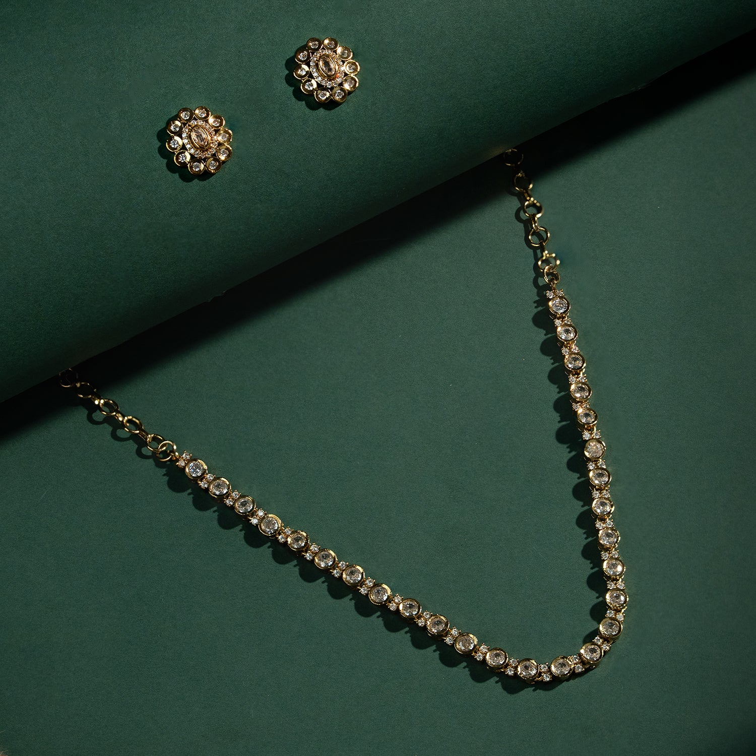 Gold Elegance Kundan Glow Necklace Set