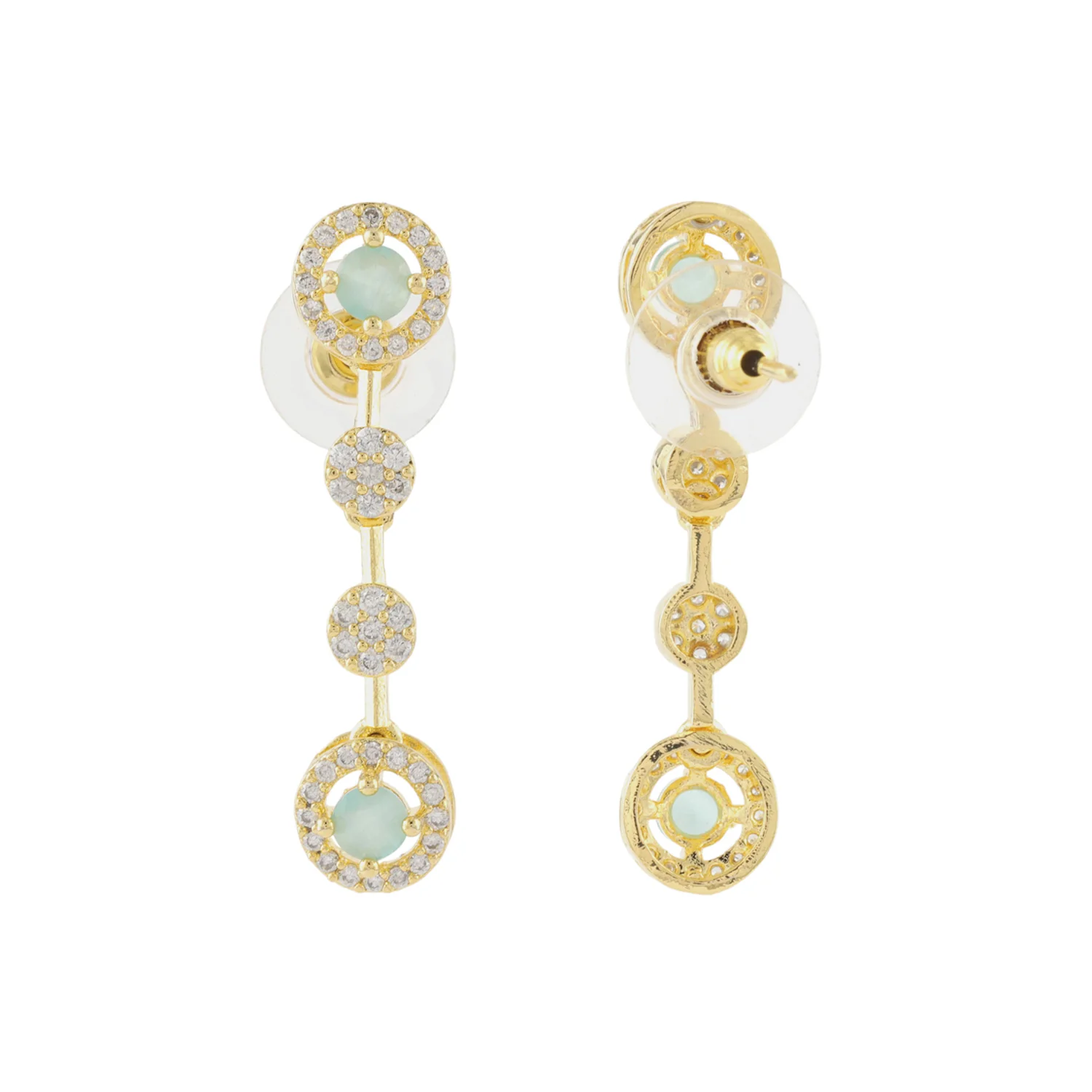 Gold Elegance Mint Halo Cz Necklace Set - Image 5
