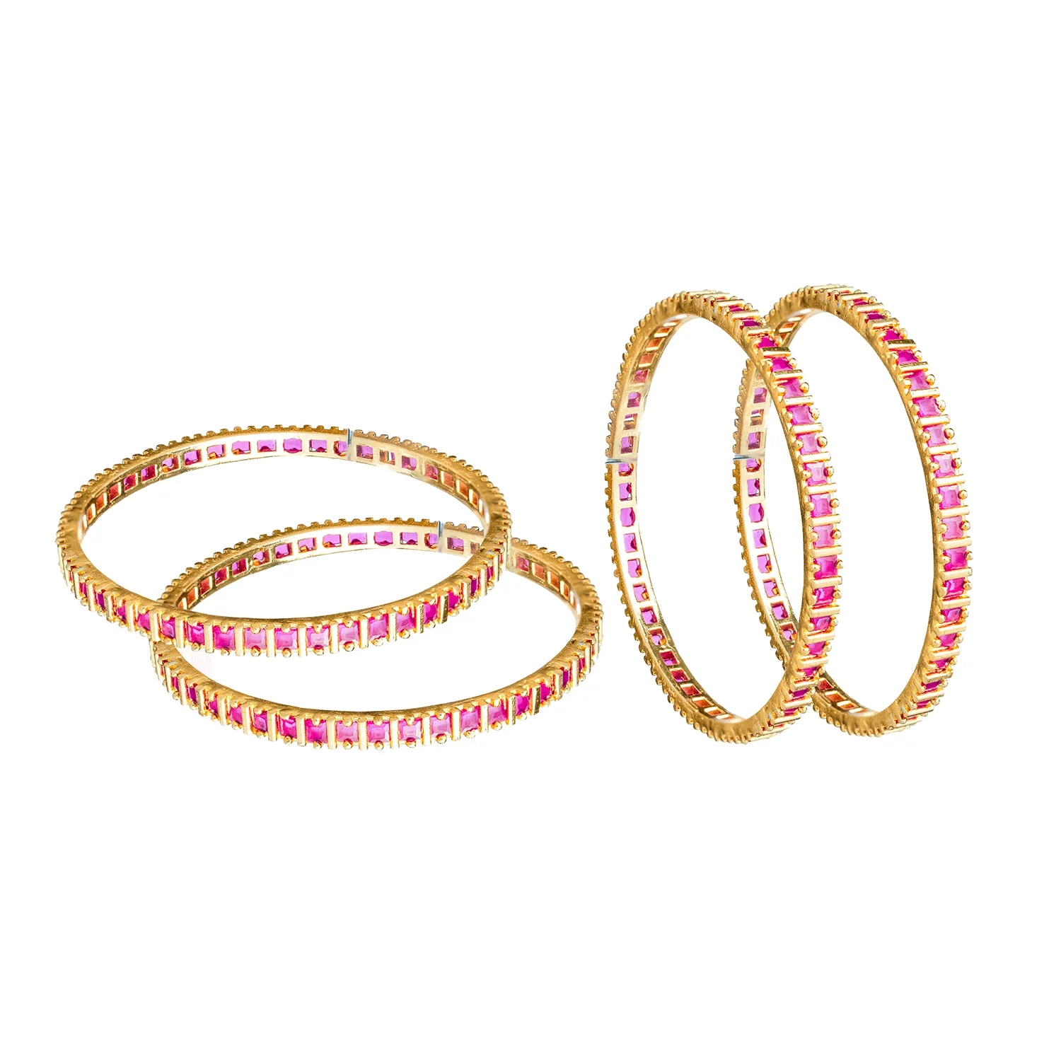 Gold Elegance Navarathna Temple Charm Bangles Set - Image 3