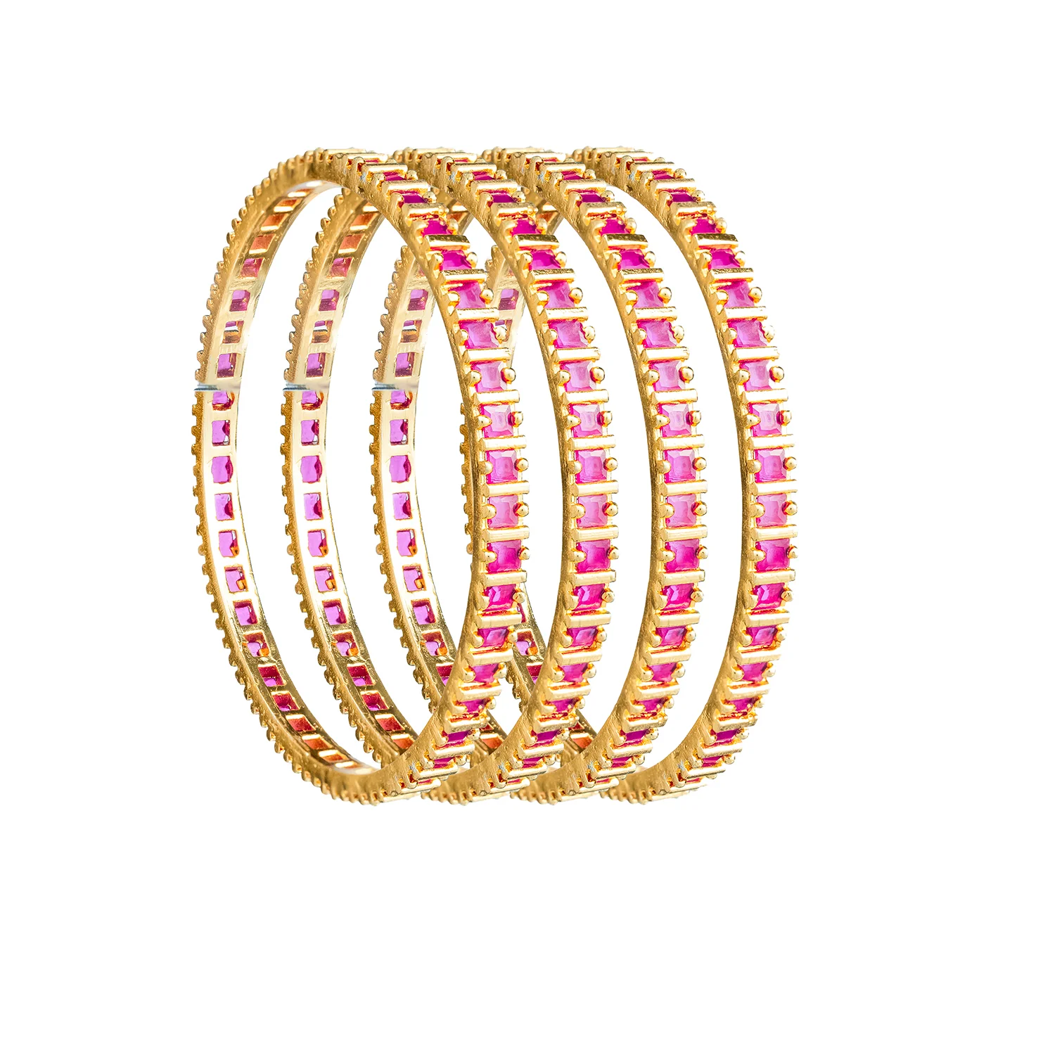Gold Elegance Navarathna Temple Charm Bangles Set - Image 4