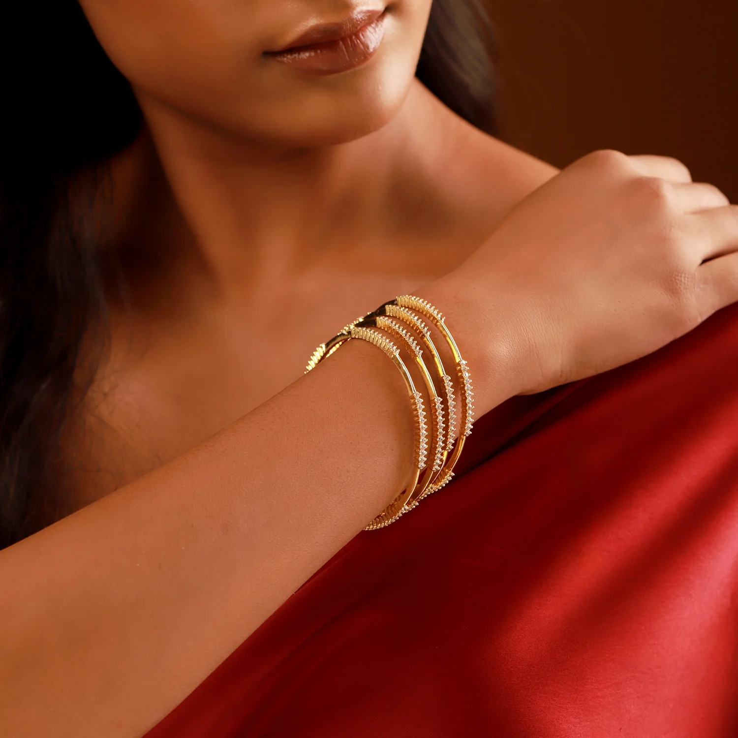 Gold Elegance Noor-E-Zarina Cz Sparkle Bangles - Image 2