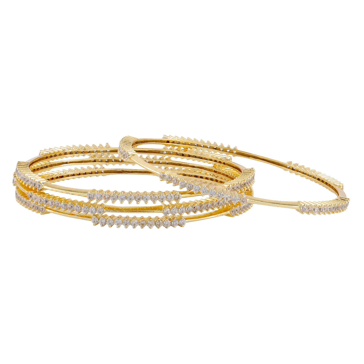 Gold Elegance Noor-E-Zarina Cz Sparkle Bangles - Image 3