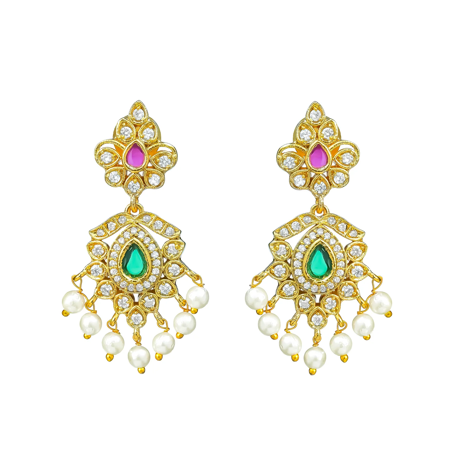 Gold Elegance Padmashree Temple Pearl Necklace Set - Image 6