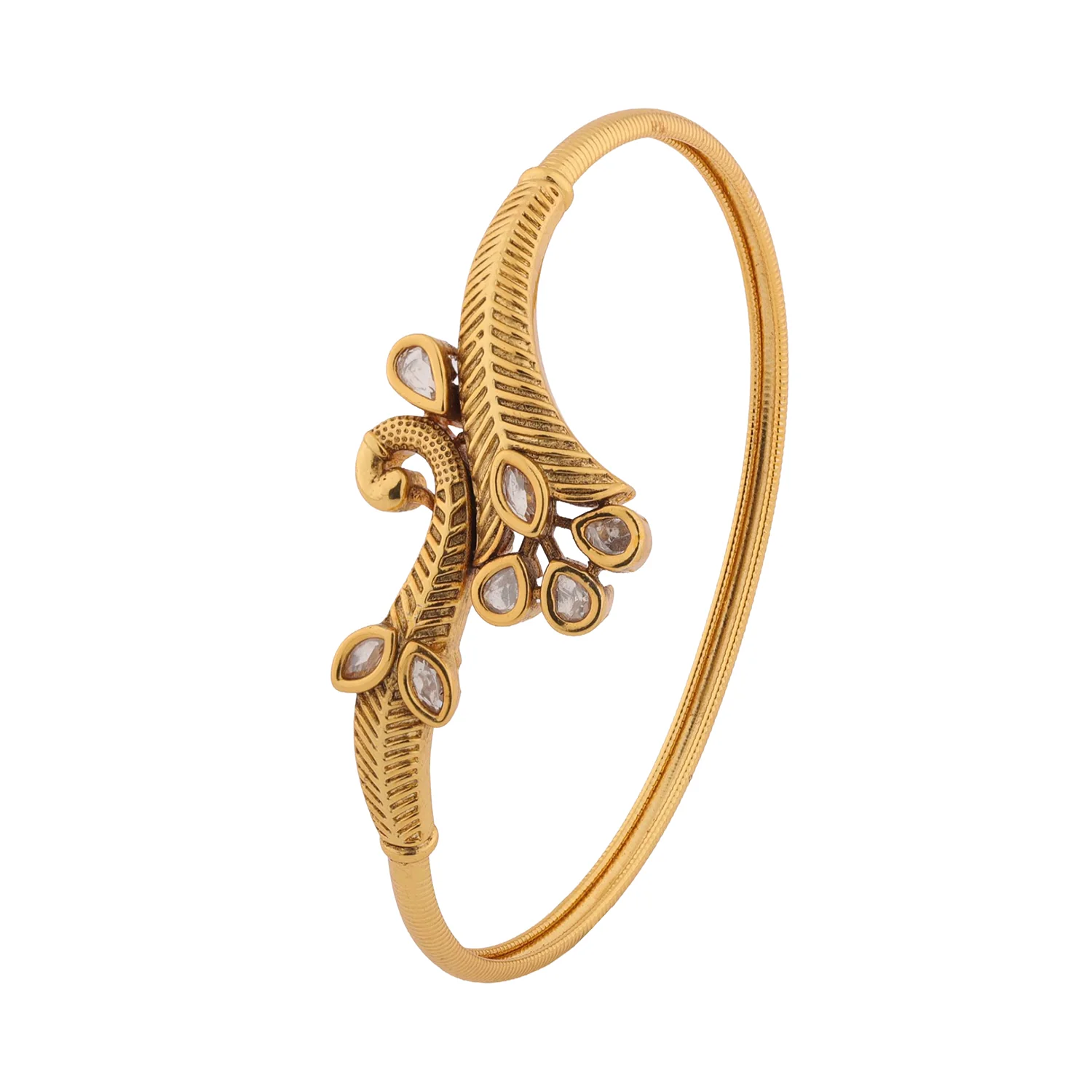Gold Elegance Peacock Grace Kundan Bracelet - Image 4
