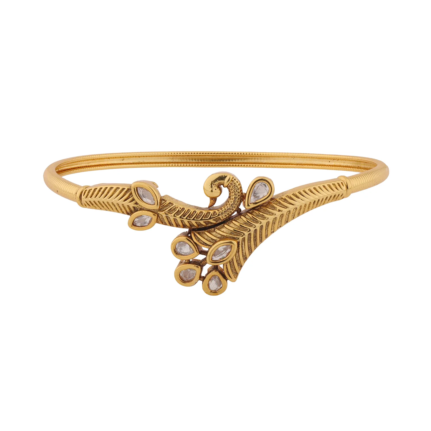 Gold Elegance Peacock Grace Kundan Bracelet - Image 5