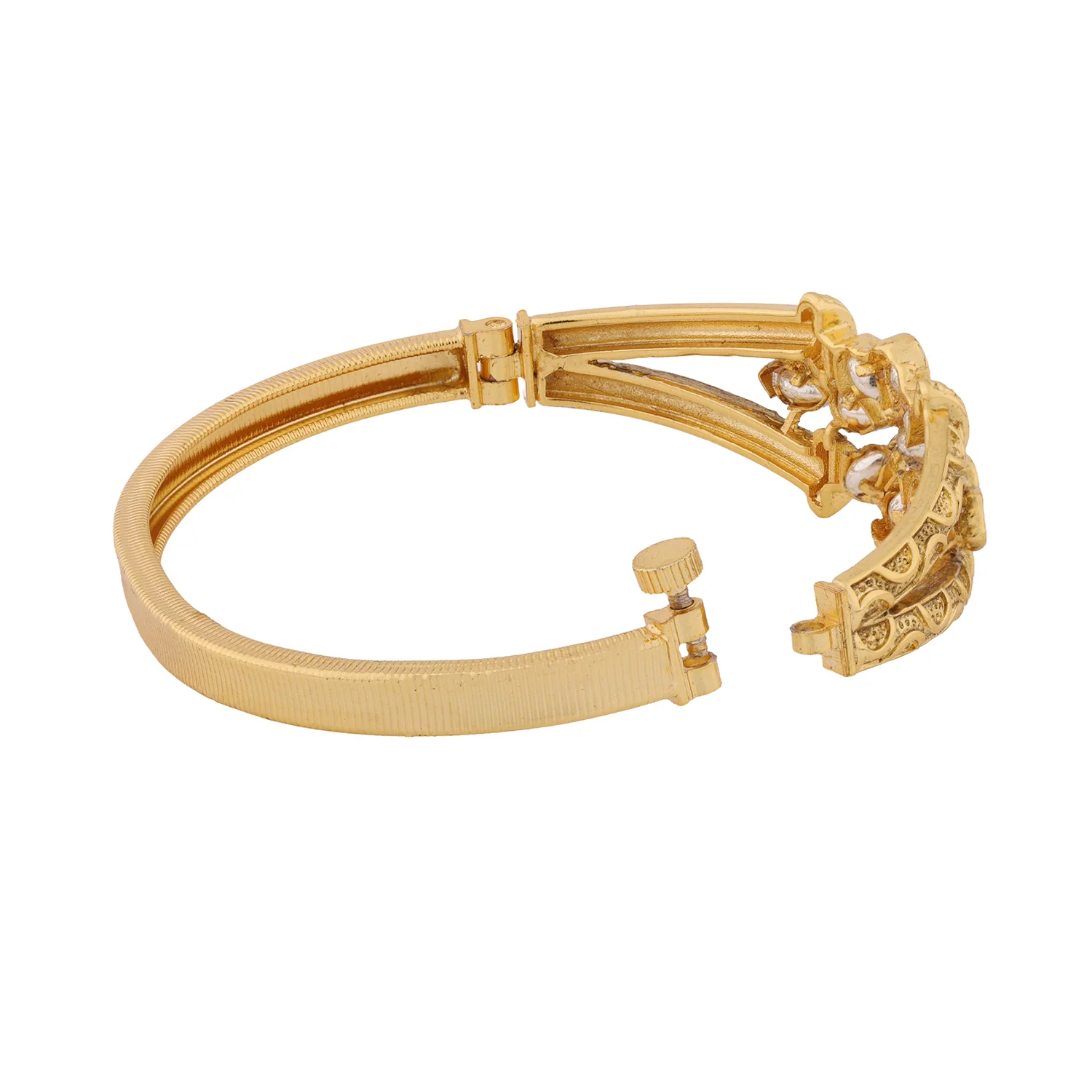 Gold Elegance Regal Petal Kundan Bracelet - Image 6