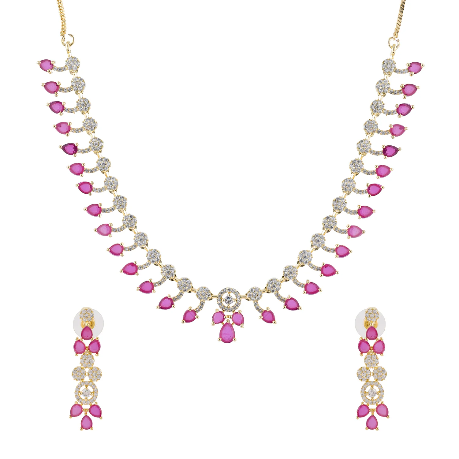 Gold Elegance Roselle Droplet Cz Necklace Set - Image 3