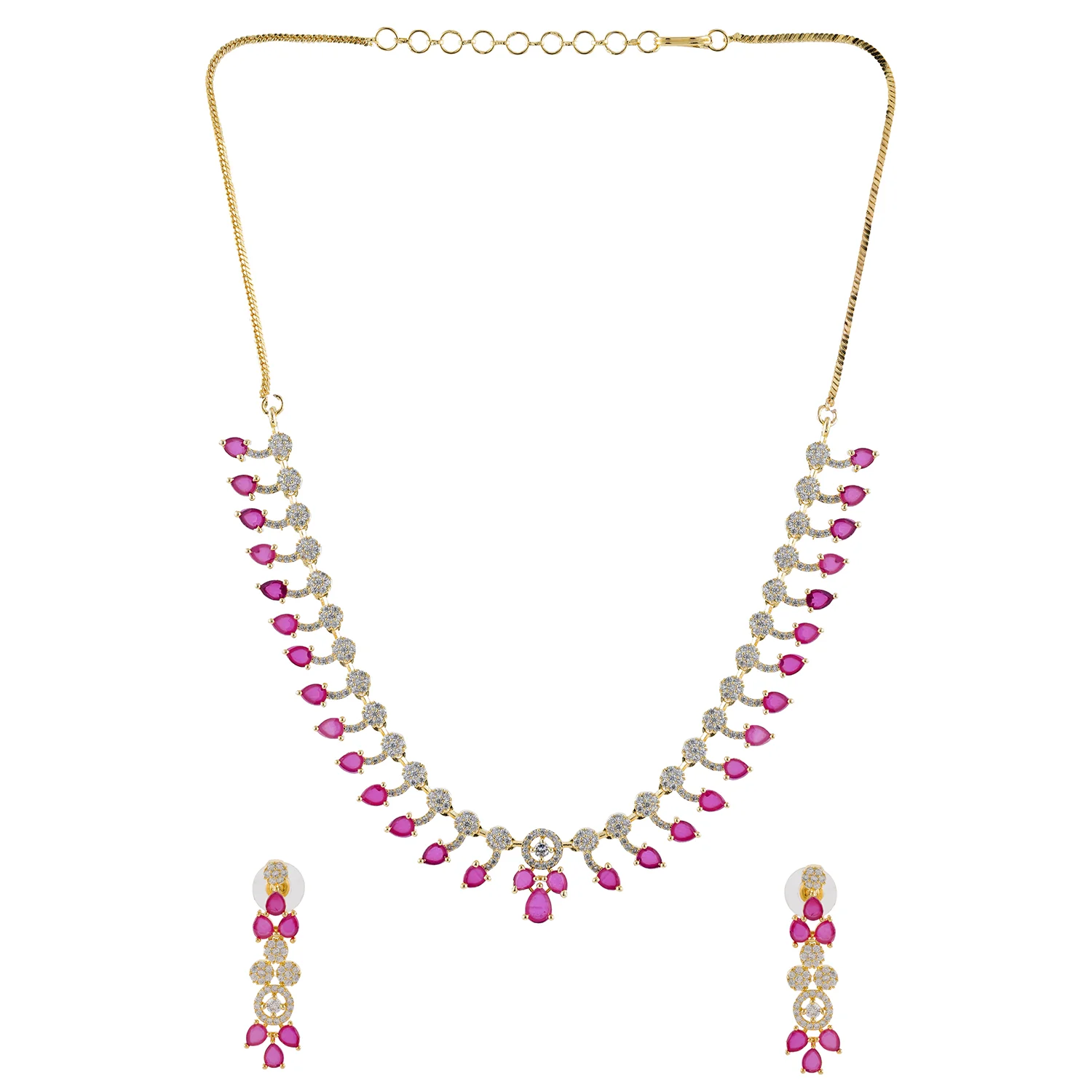 Gold Elegance Roselle Droplet Cz Necklace Set - Image 4