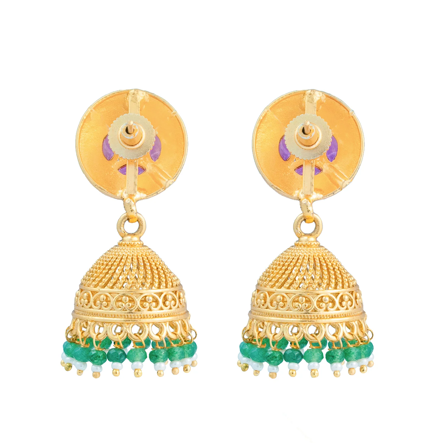 Gold Elegance Royal Emerald Kundan Pearl Necklace Set - Image 3