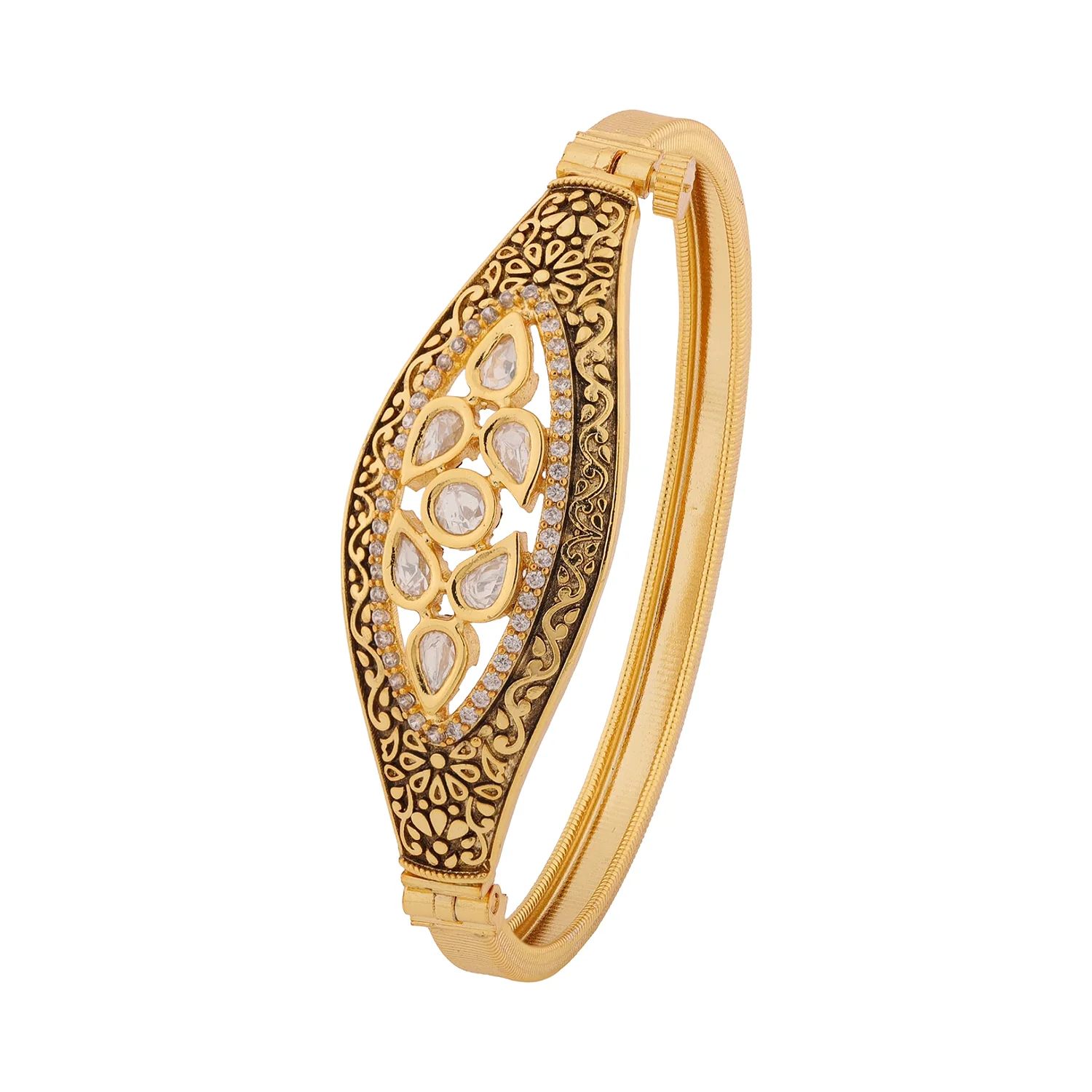Gold Elegance Royal Noor Kundan Bracelet - Image 4