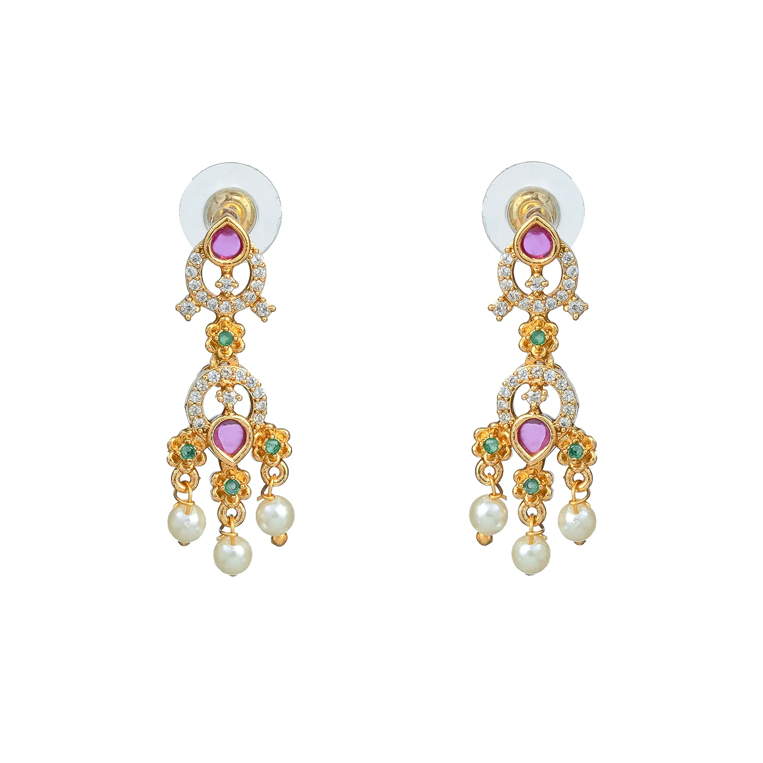 Gold Elegance Royal Ruby Pearl Necklace Set - Image 8