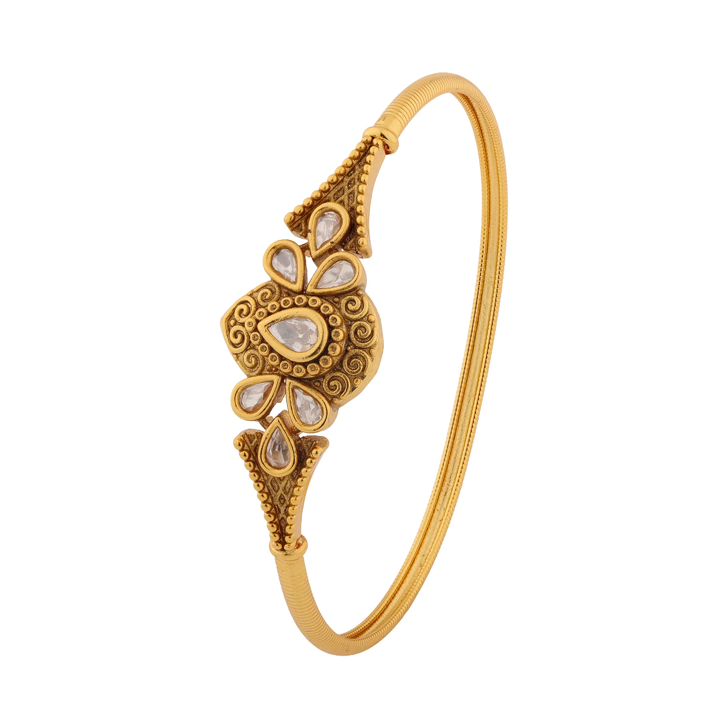 Gold Elegance Royal Teardrop Kundan Bracelet - Image 5