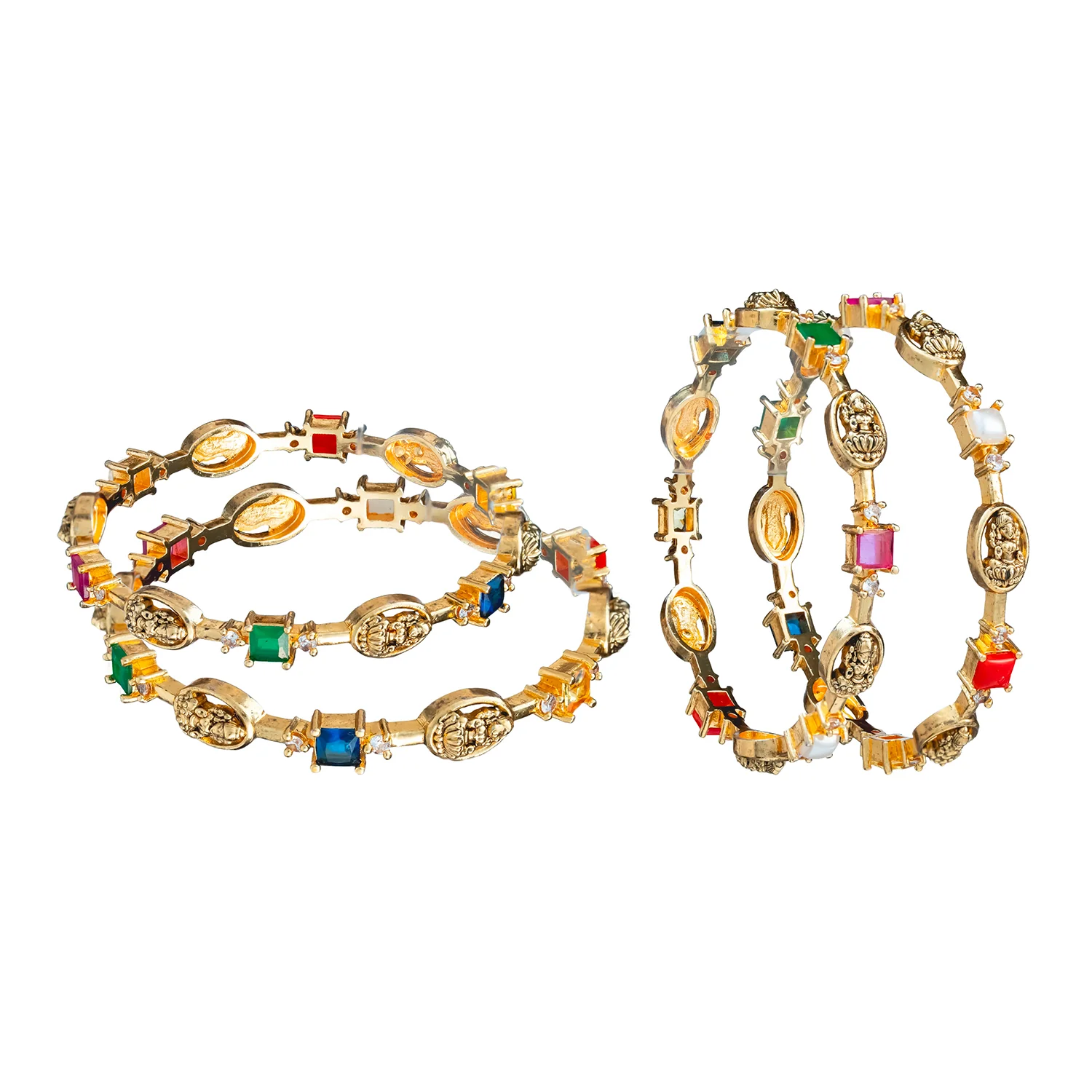 Gold Elegance Ruby Aura Bangle Set - Image 4