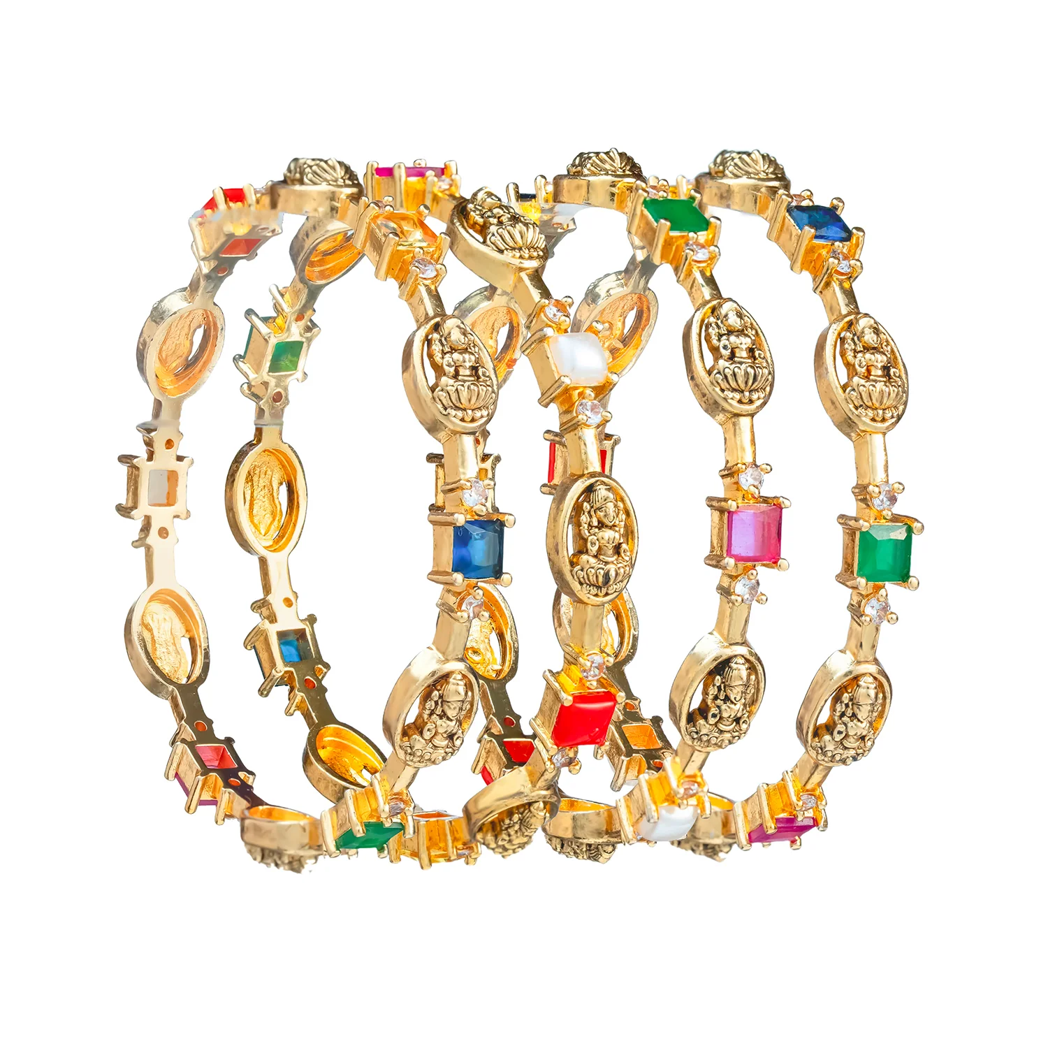 Gold Elegance Ruby Aura Bangle Set - Image 5