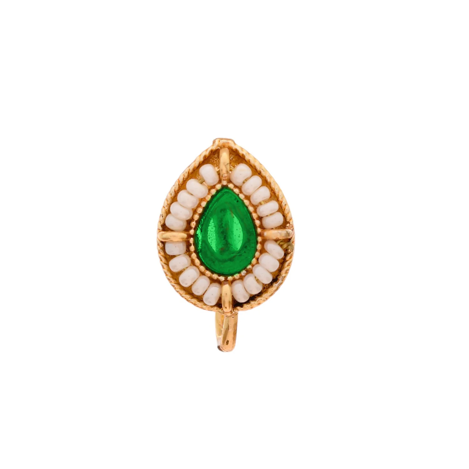 Gold Elegance Ruby Teardrop Gold Nose Pin - Image 4