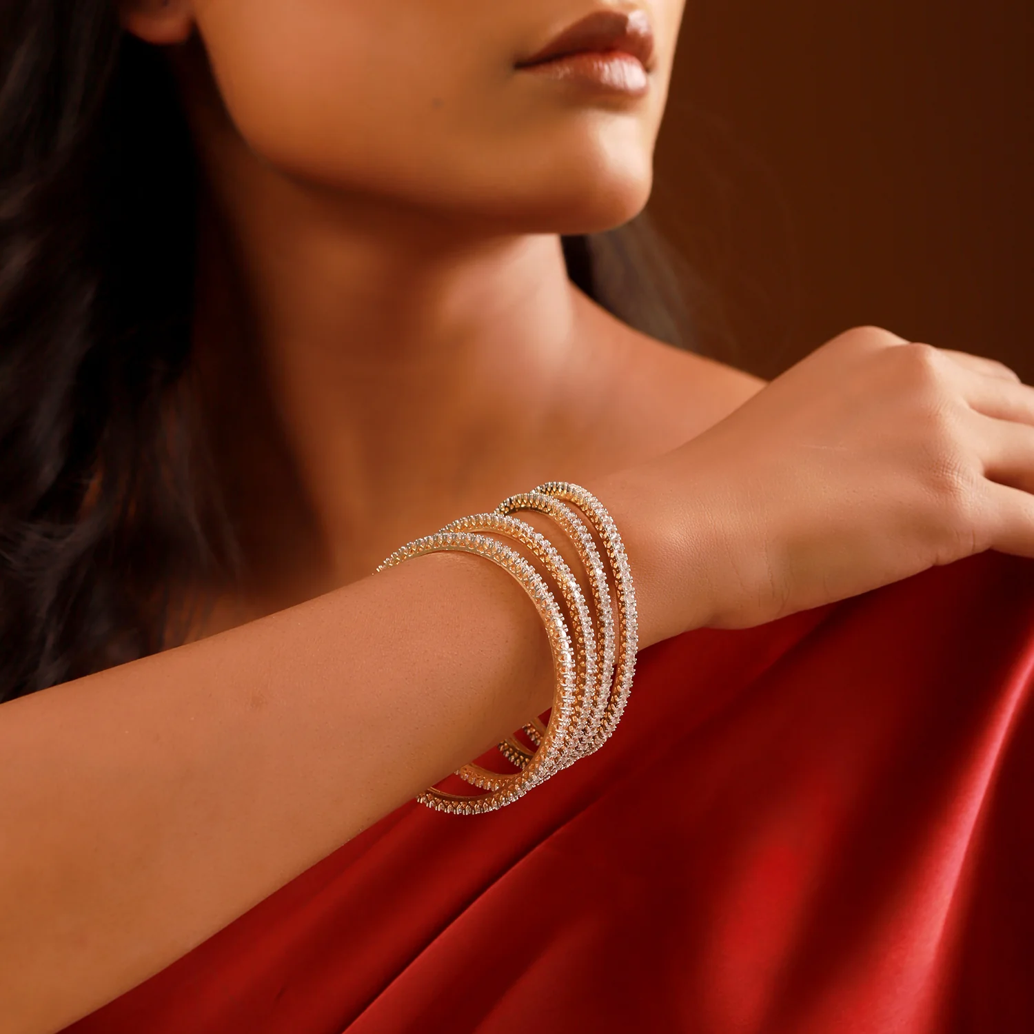 Gold Elegance Shagun Sparkle Cz Bangles Set - Image 2