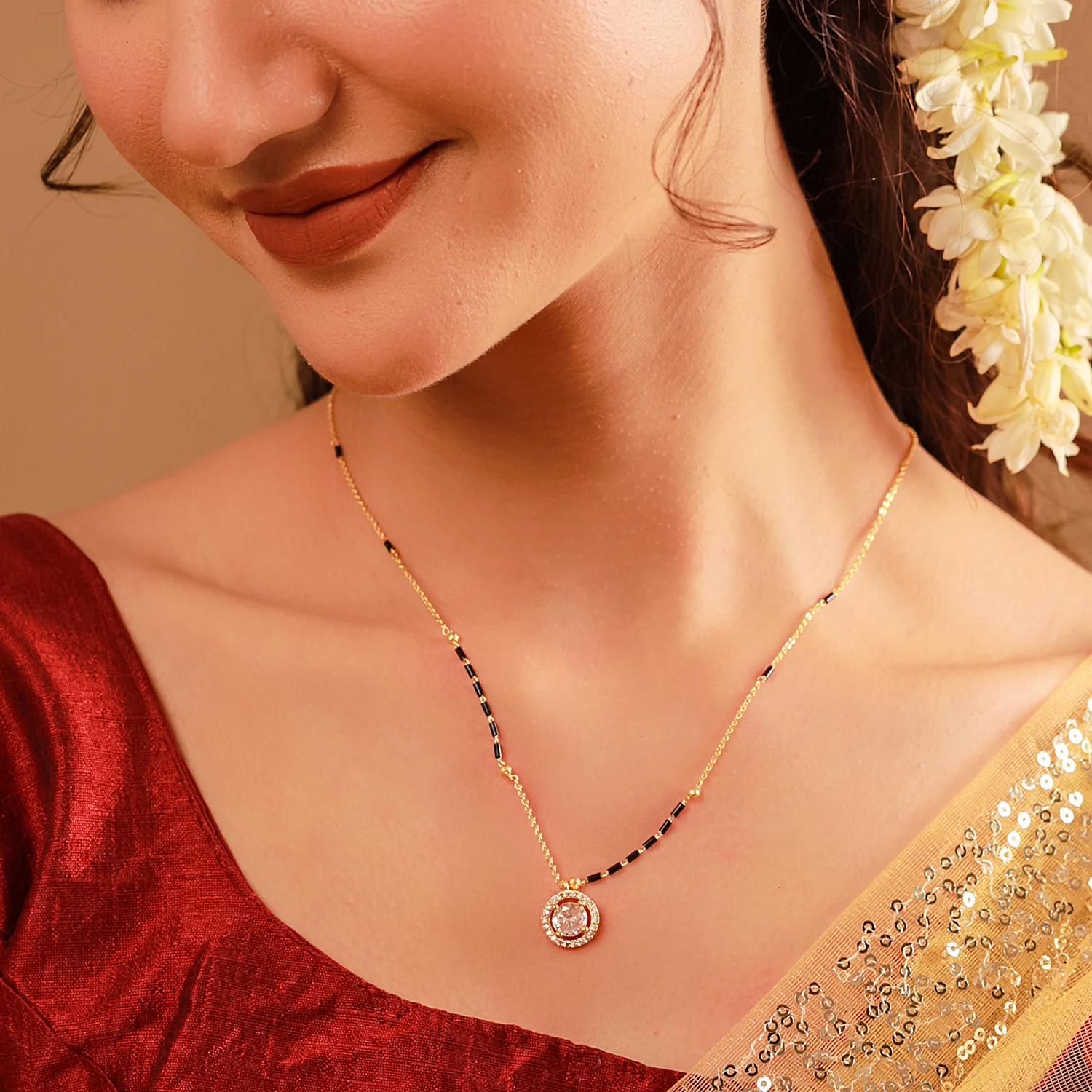 Gold Essentials Celestial American Diamond Mangalsutra - Image 2
