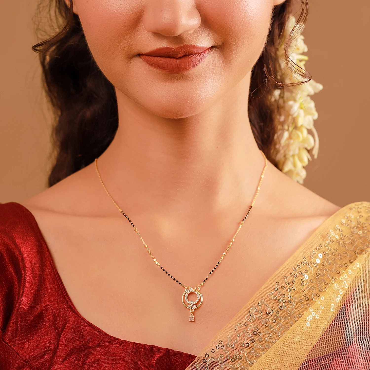 Gold Essentials Dewdrop Aura American Diamond Mangalsutra - Image 2