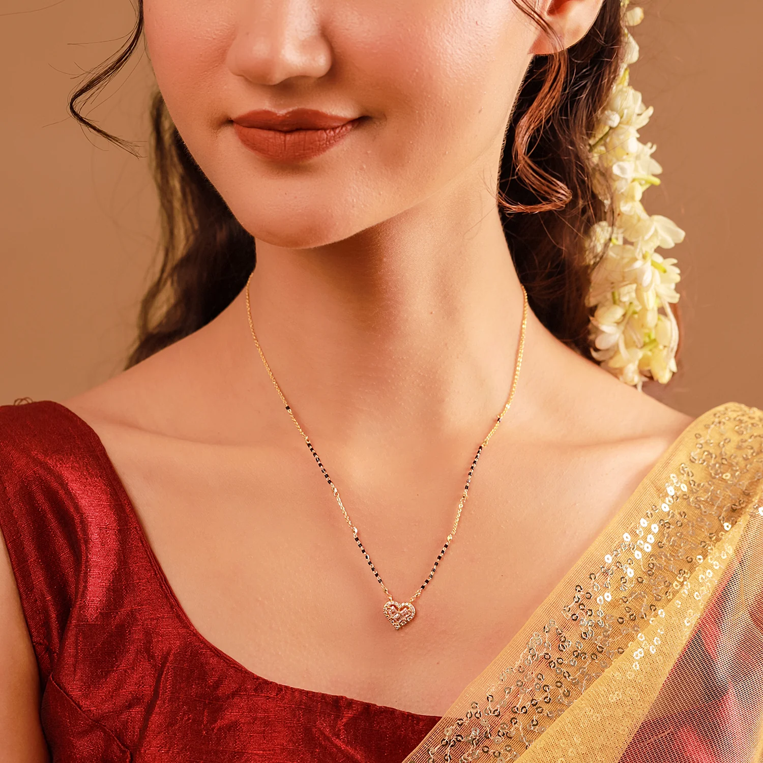 Gold Essentials Divina Heart American Diamond Mangalsutra - Image 2