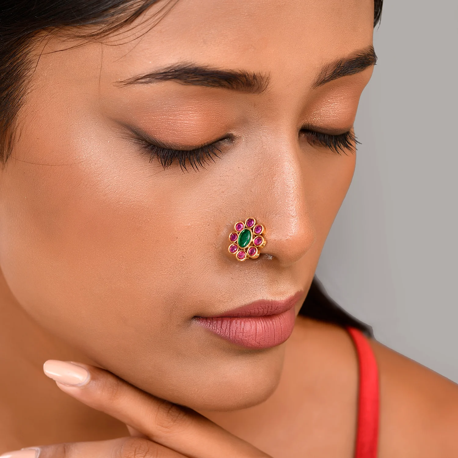 Gold Essentials Festive Gold Plated Nose Ring - Image 2