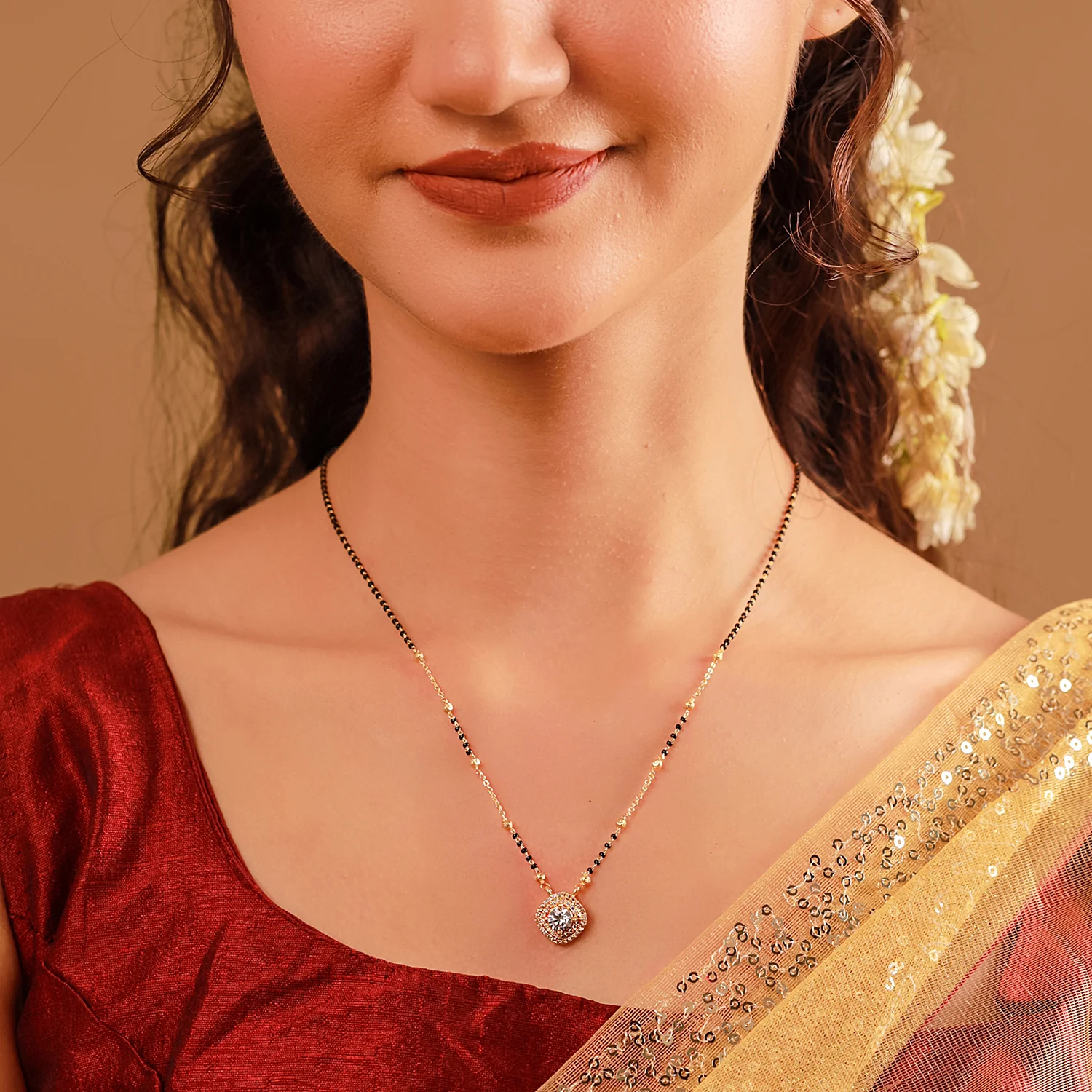 Gold Essentials Flora American Diamond Mangalsutra - Image 2