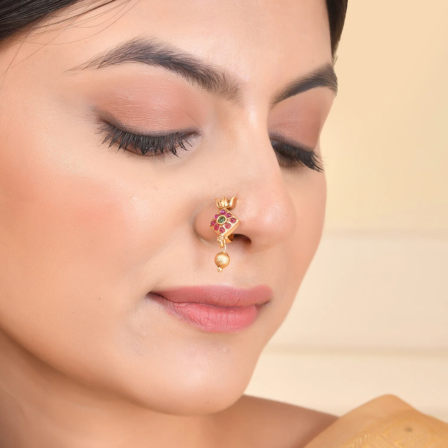 Gold Essentials Graceful Petals Nose Pin - Image 2