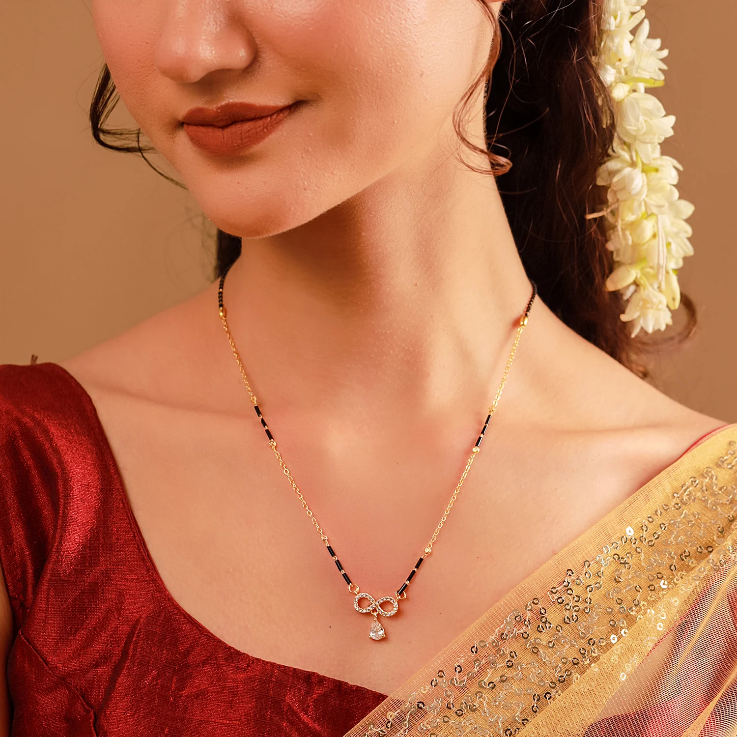 Gold Essentials Infinity Love American Diamond Mangalsutra - Image 2