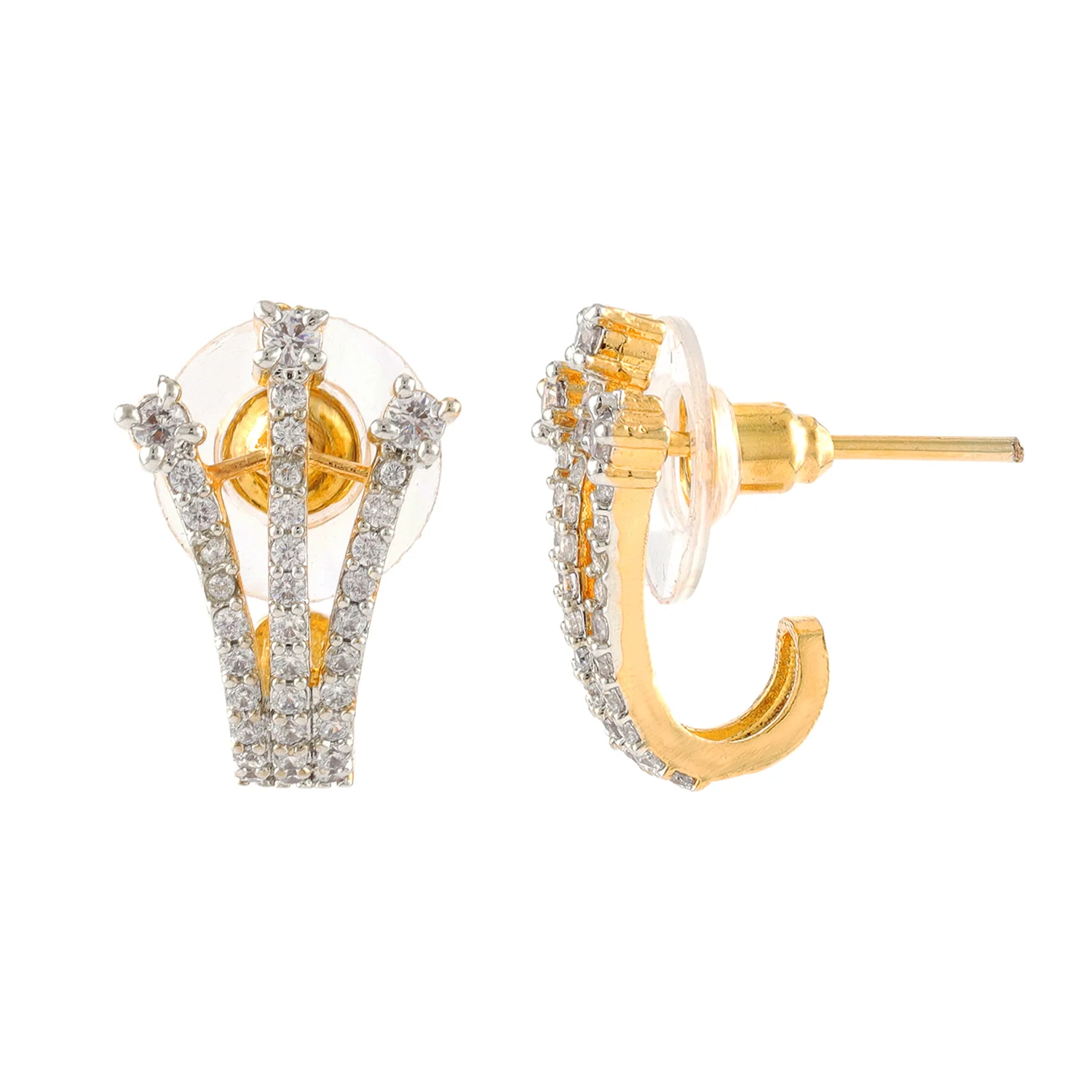 Gold Essentials Luma Arc Cz Stud Earrings - Image 3