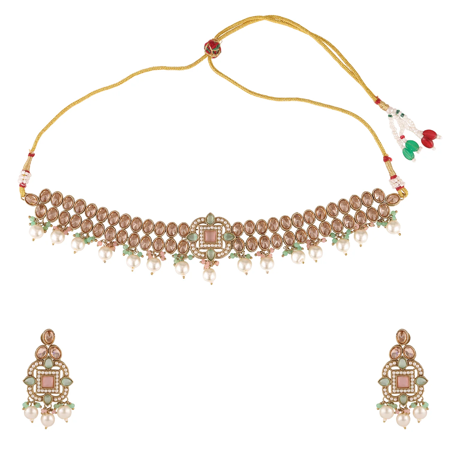 Gold Essentials Meherbaan Multicolor Maang Tika Set For Women - Image 4