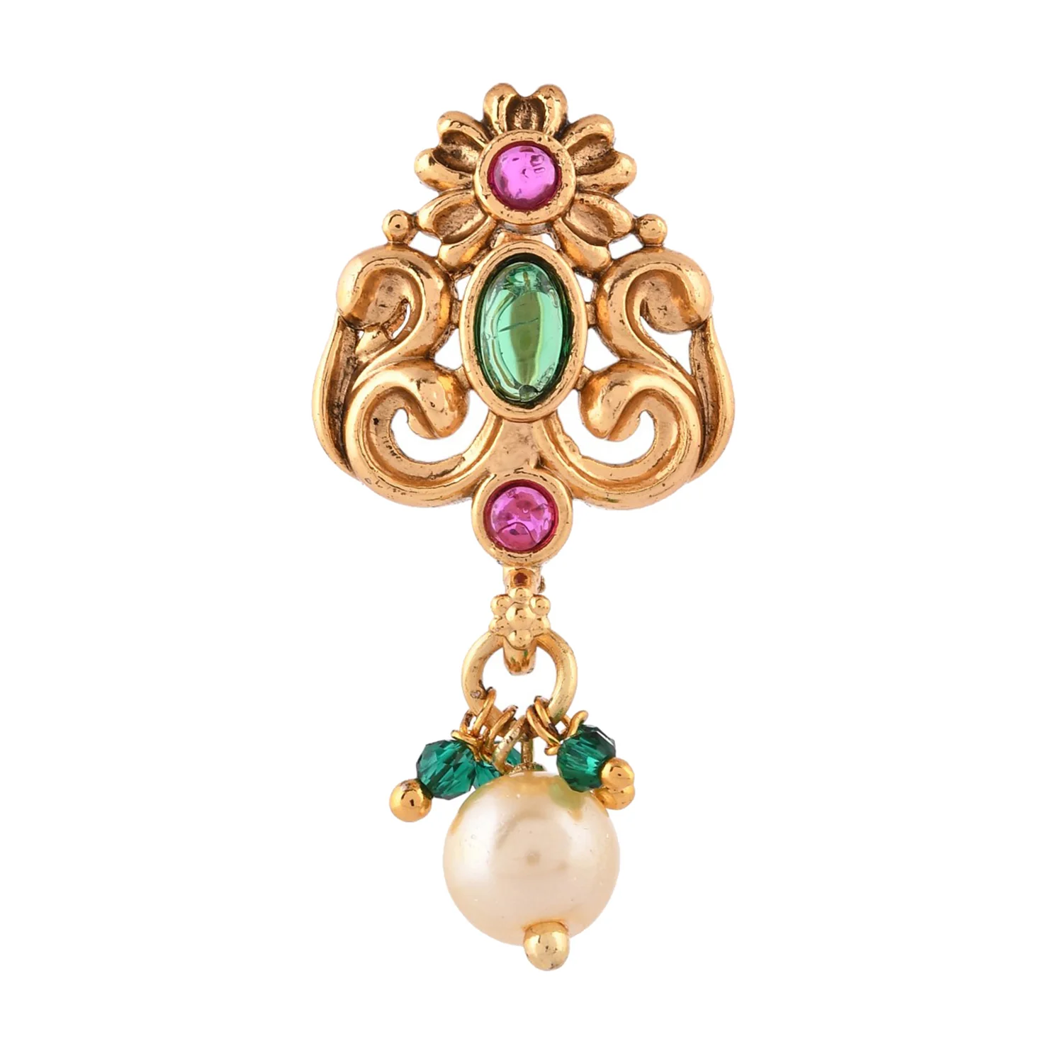 Gold Essentials Pearl Adorned Nose Pin - Image 3