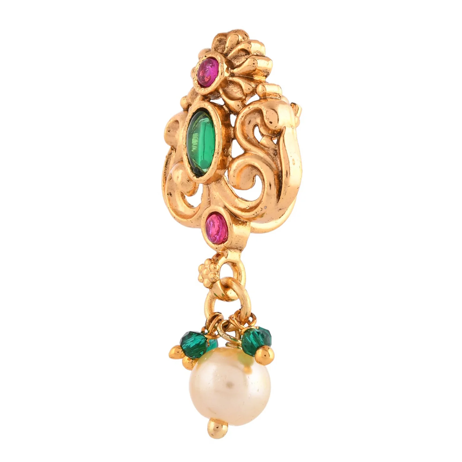 Gold Essentials Pearl Adorned Nose Pin - Image 4