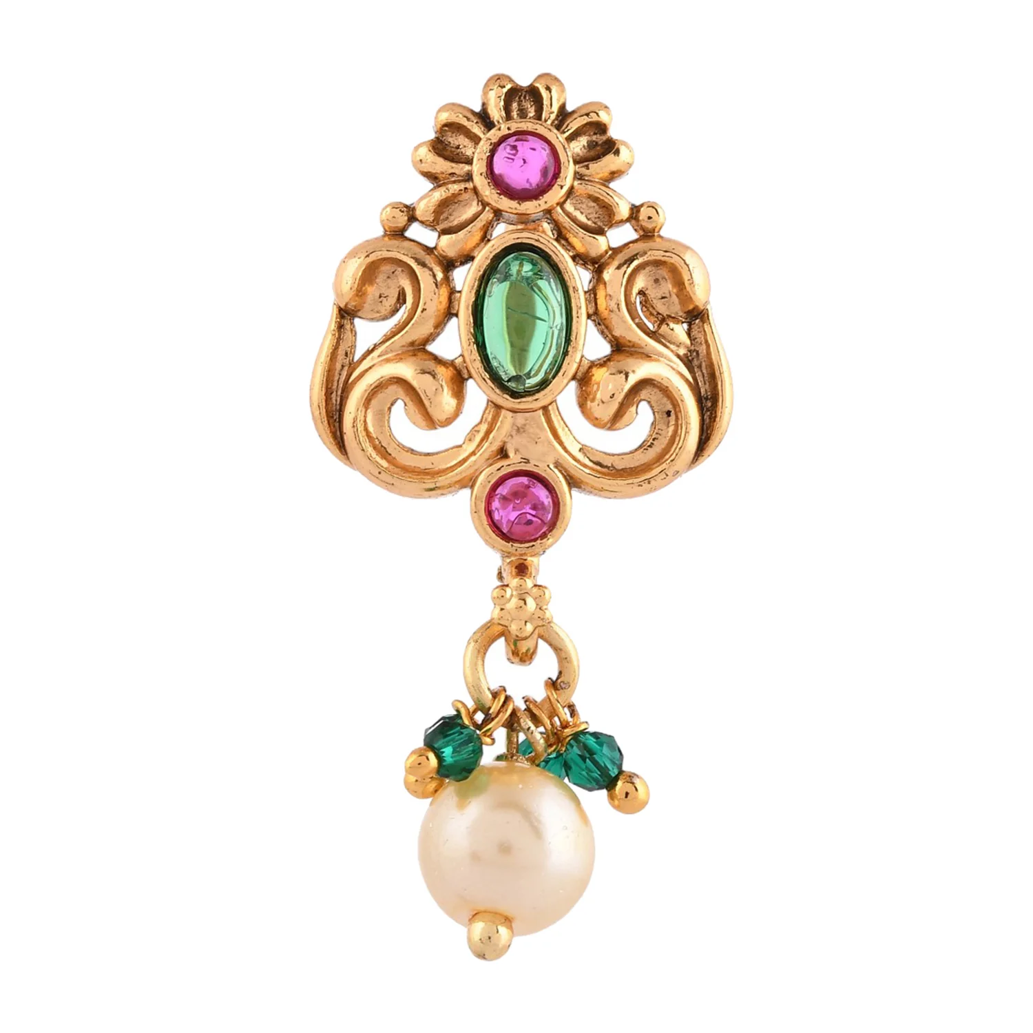 Gold Essentials Pearl Adorned Nose Pin - Image 5