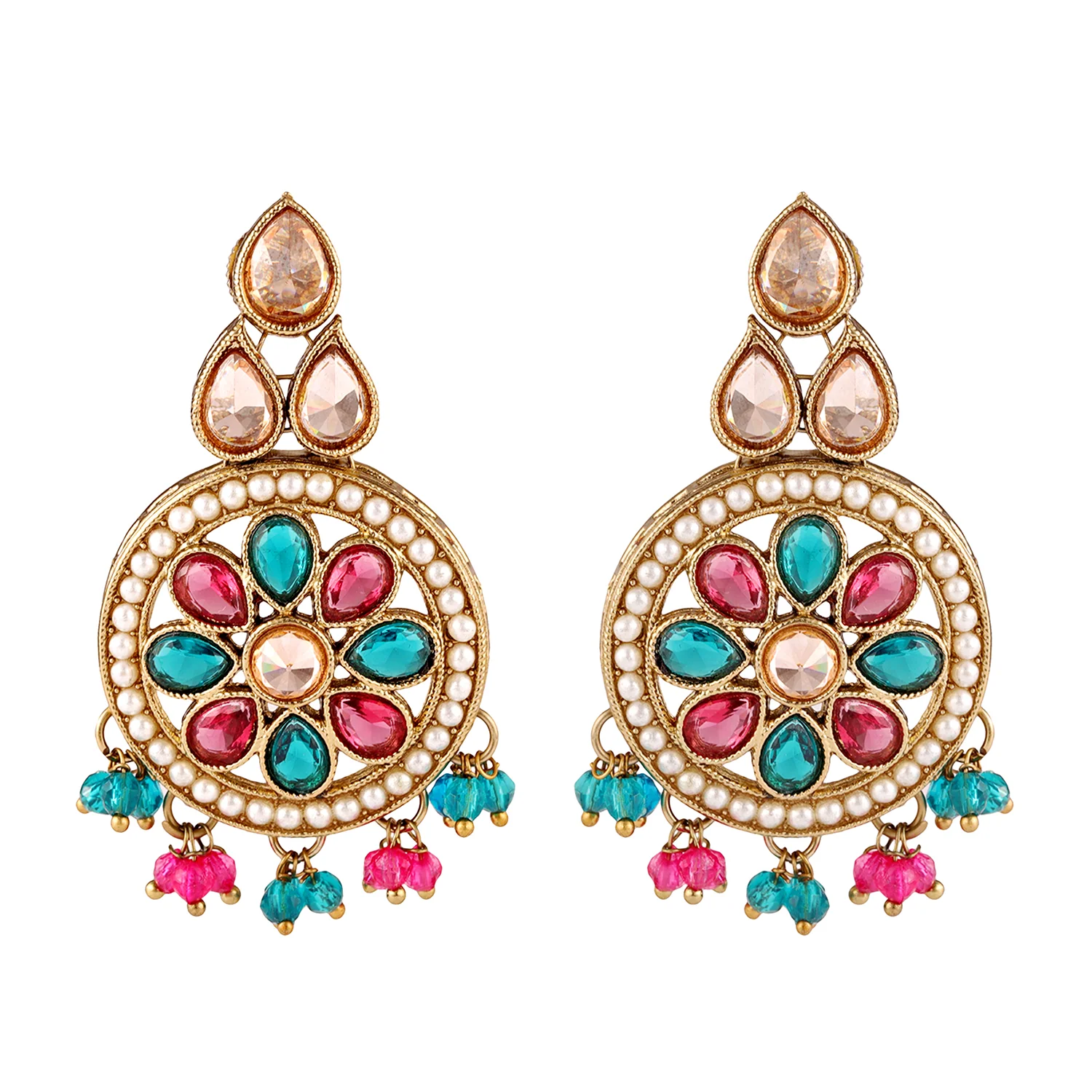Gold Essentials Rang Mahal Multicolor Maang Tika Set For Women - Image 5