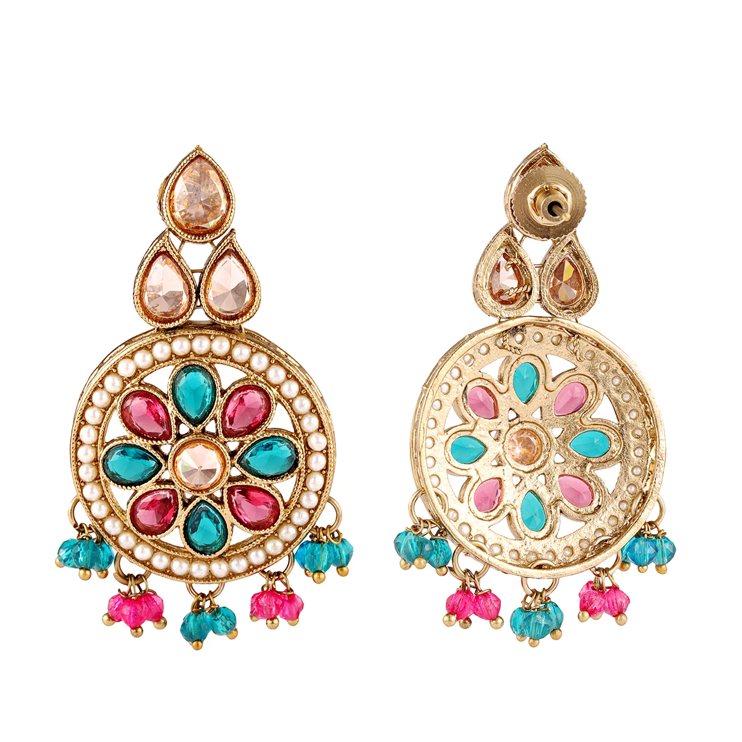 Gold Essentials Rang Mahal Multicolor Maang Tika Set For Women - Image 6