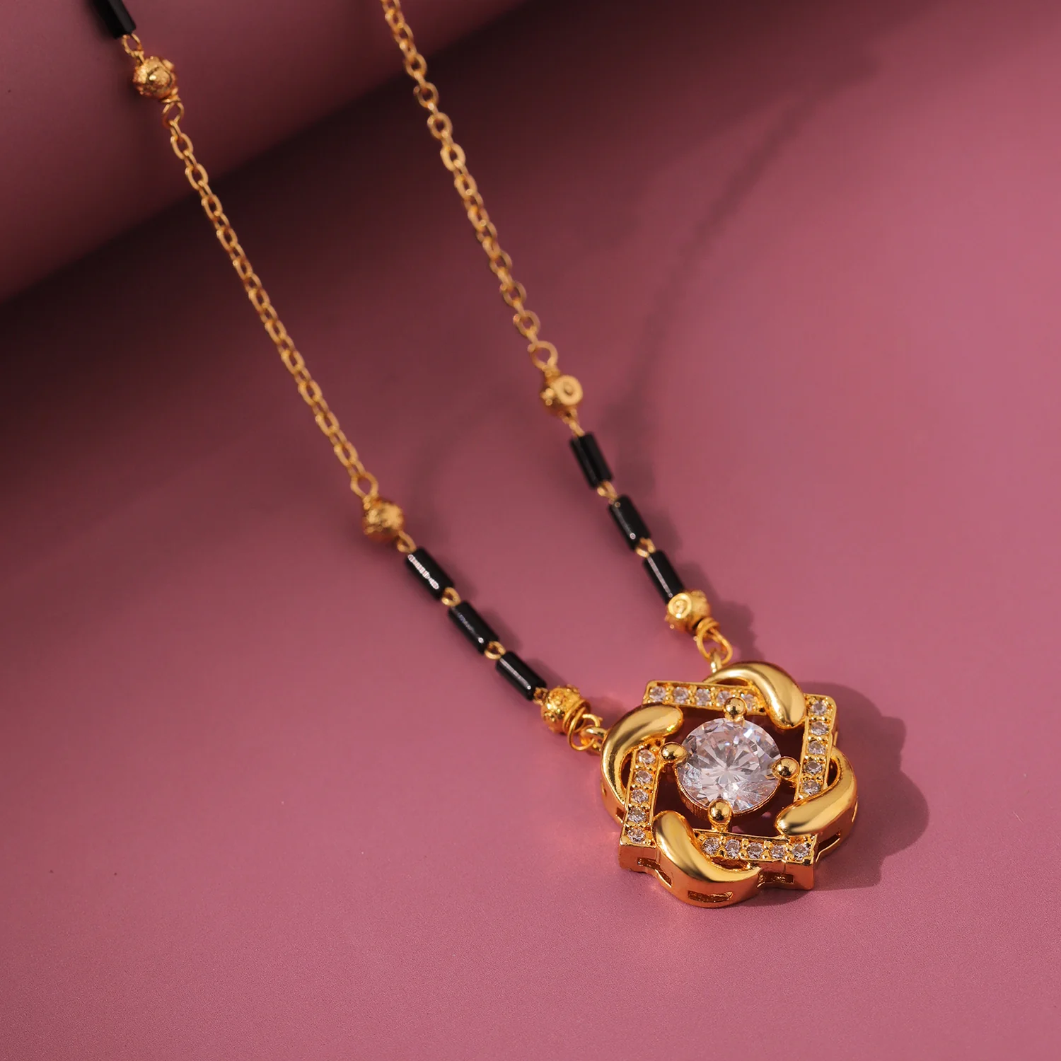 Gold Essentials Saubhagya American Diamond Mangalsutra