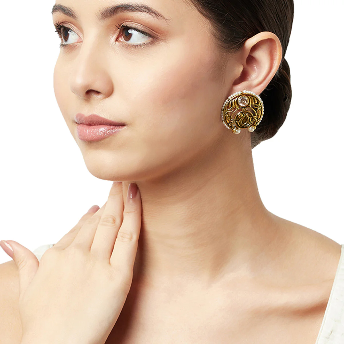 Gold Finish Traditional Earrings from Apsara Collection - Image 2