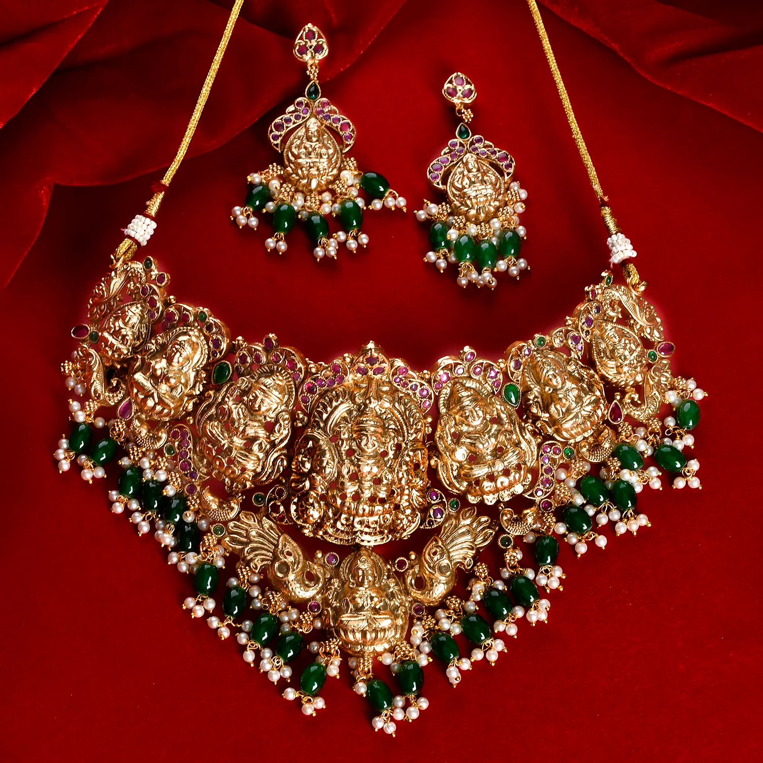 Gold Opulence Devika Shringar Temple Choker Necklace Set