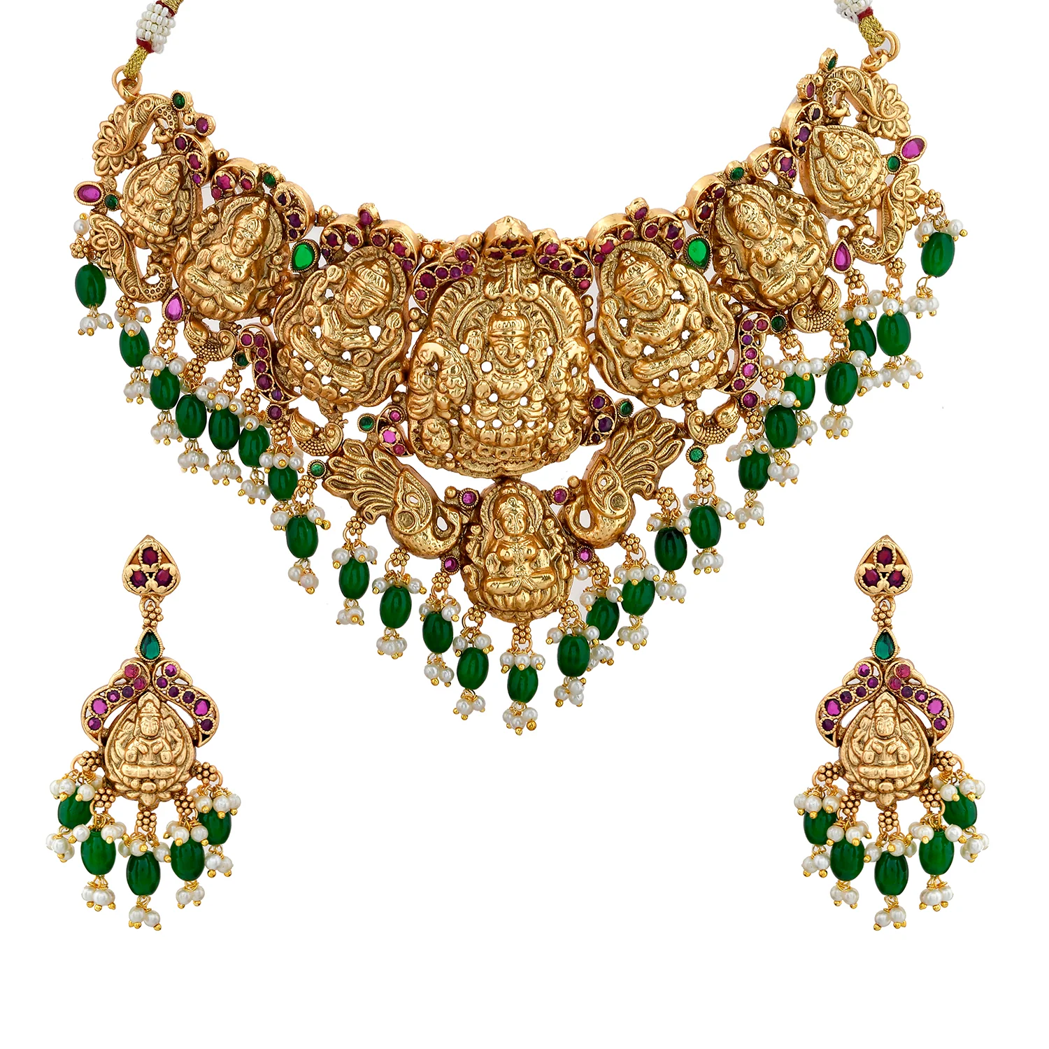 Gold Opulence Devika Shringar Temple Choker Necklace Set - Image 3
