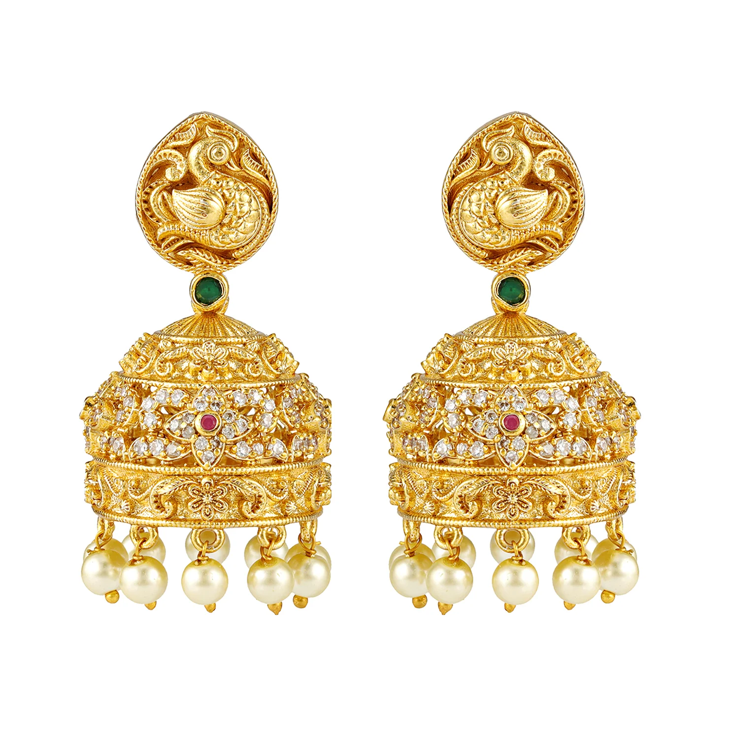 Gold Opulence Kanchana Kalai Temple Necklace Set For Women - Image 3