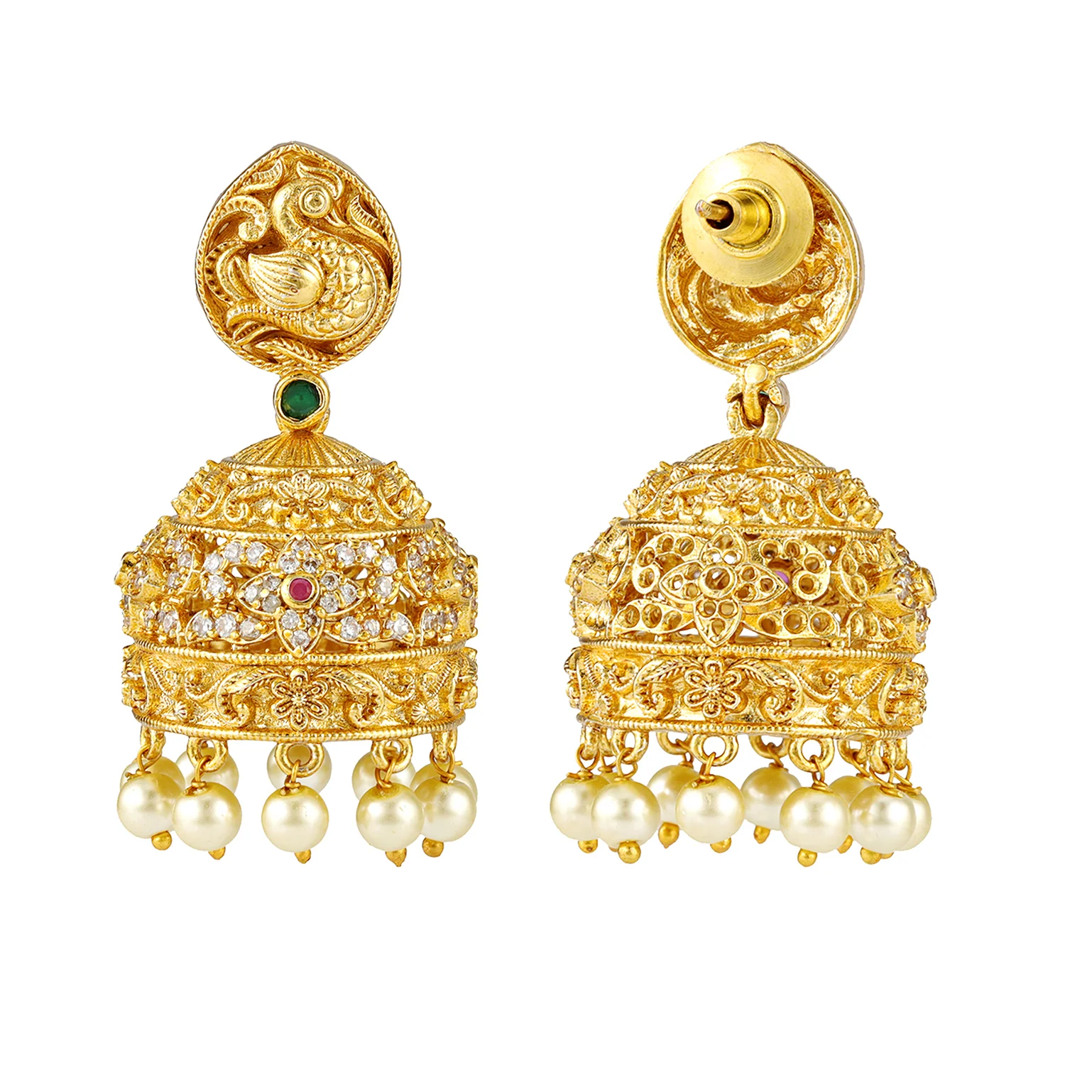 Gold Opulence Kanchana Kalai Temple Necklace Set For Women - Image 4