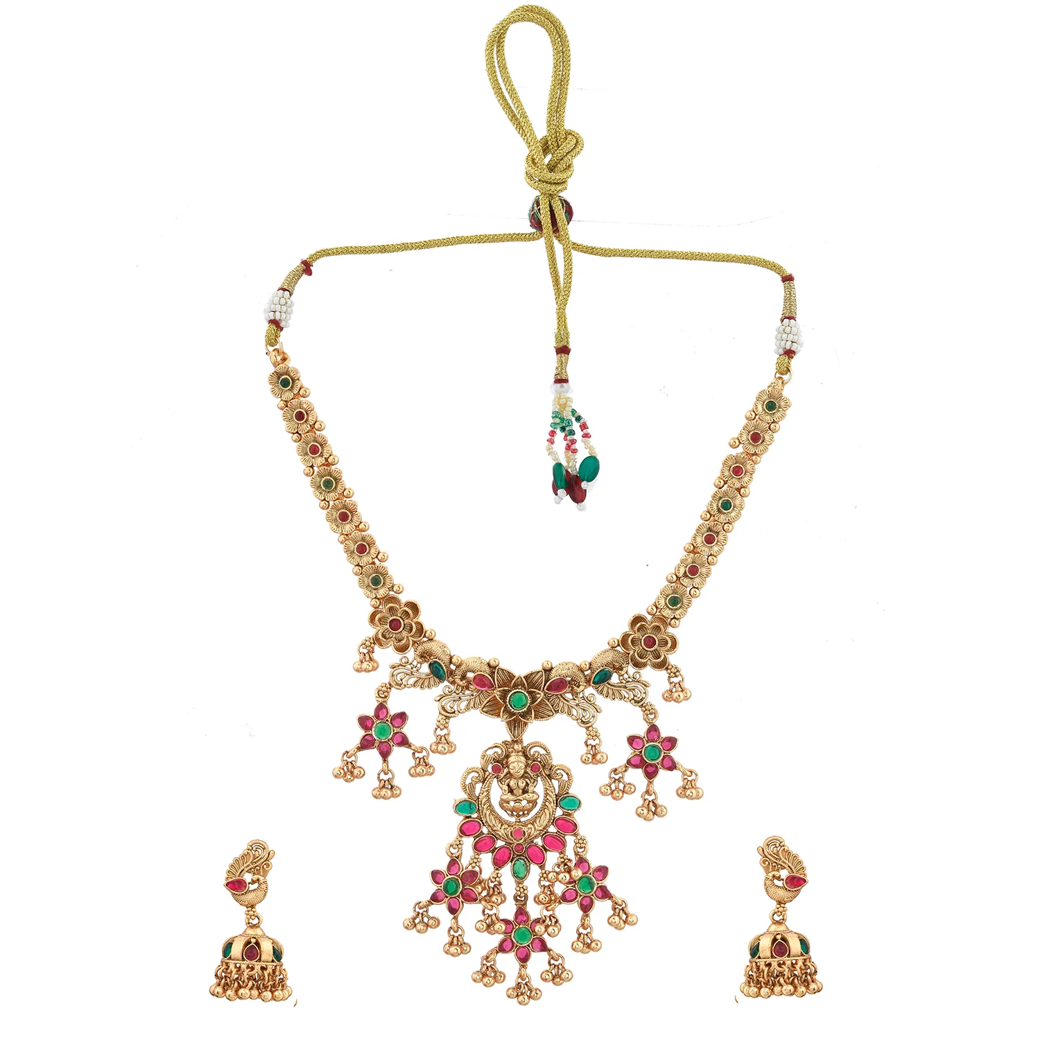 Gold Opulence Kumudini Temple Necklace Set - Image 4